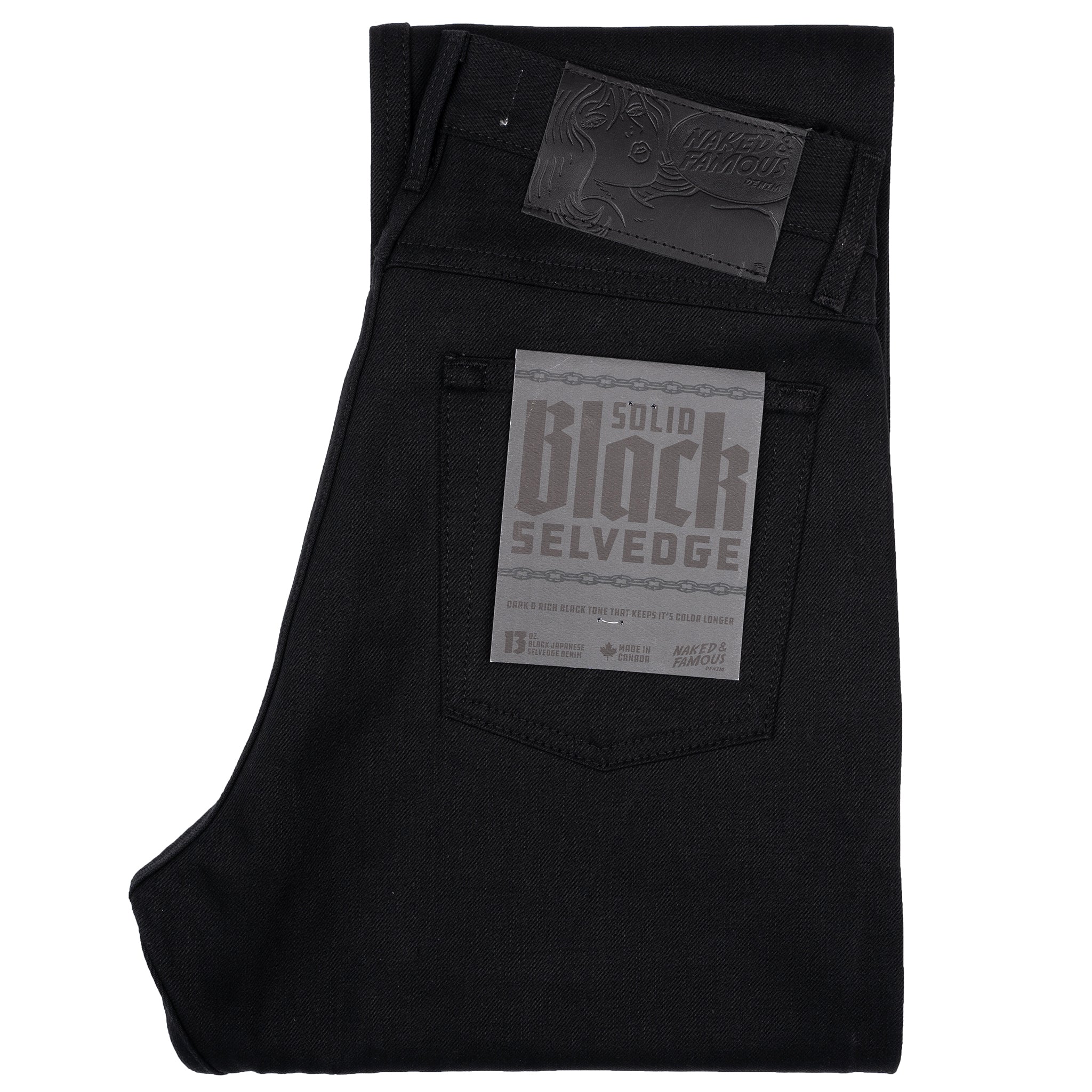 True Guy - Solid Black Selvedge - 36" Long Inseam by Naked & Famous Denim