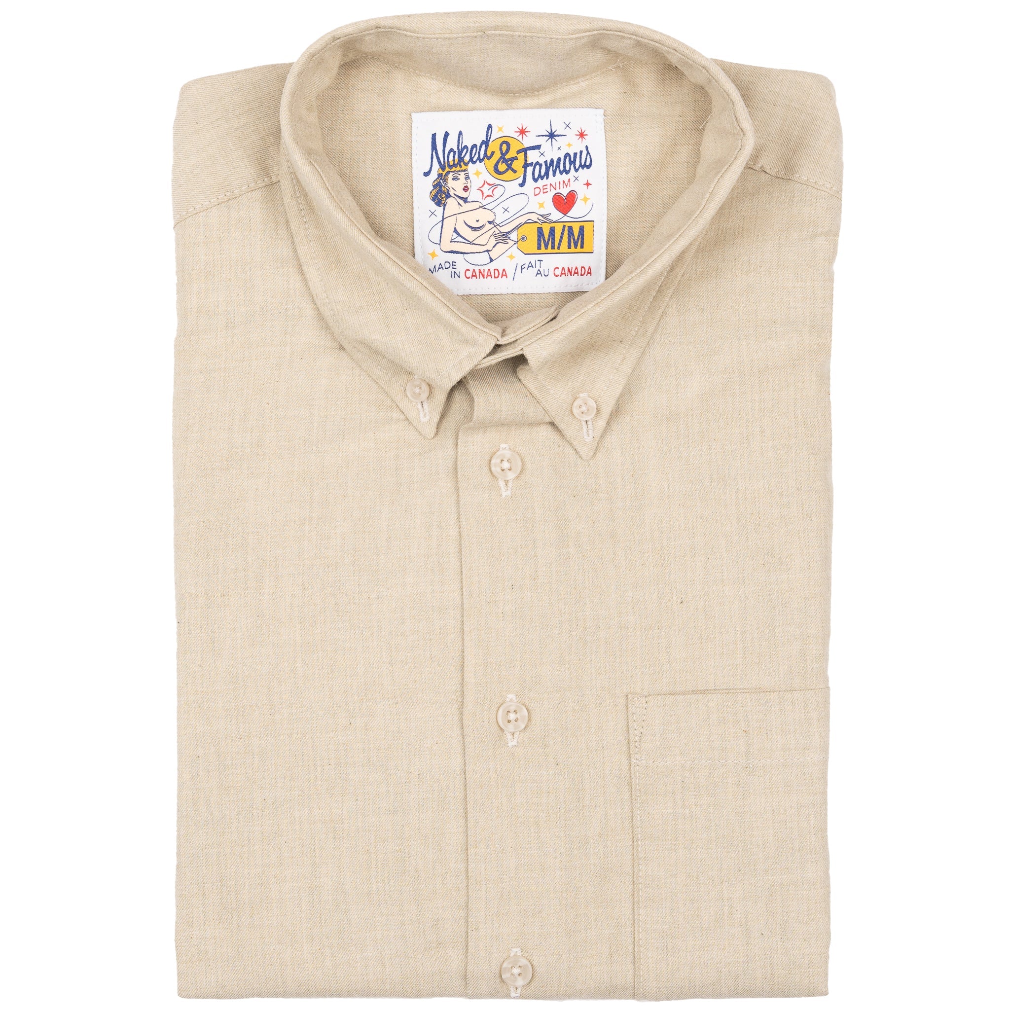 Easy Shirt - Melange Soft Twill - Pale Taupe by Naked & Famous Denim