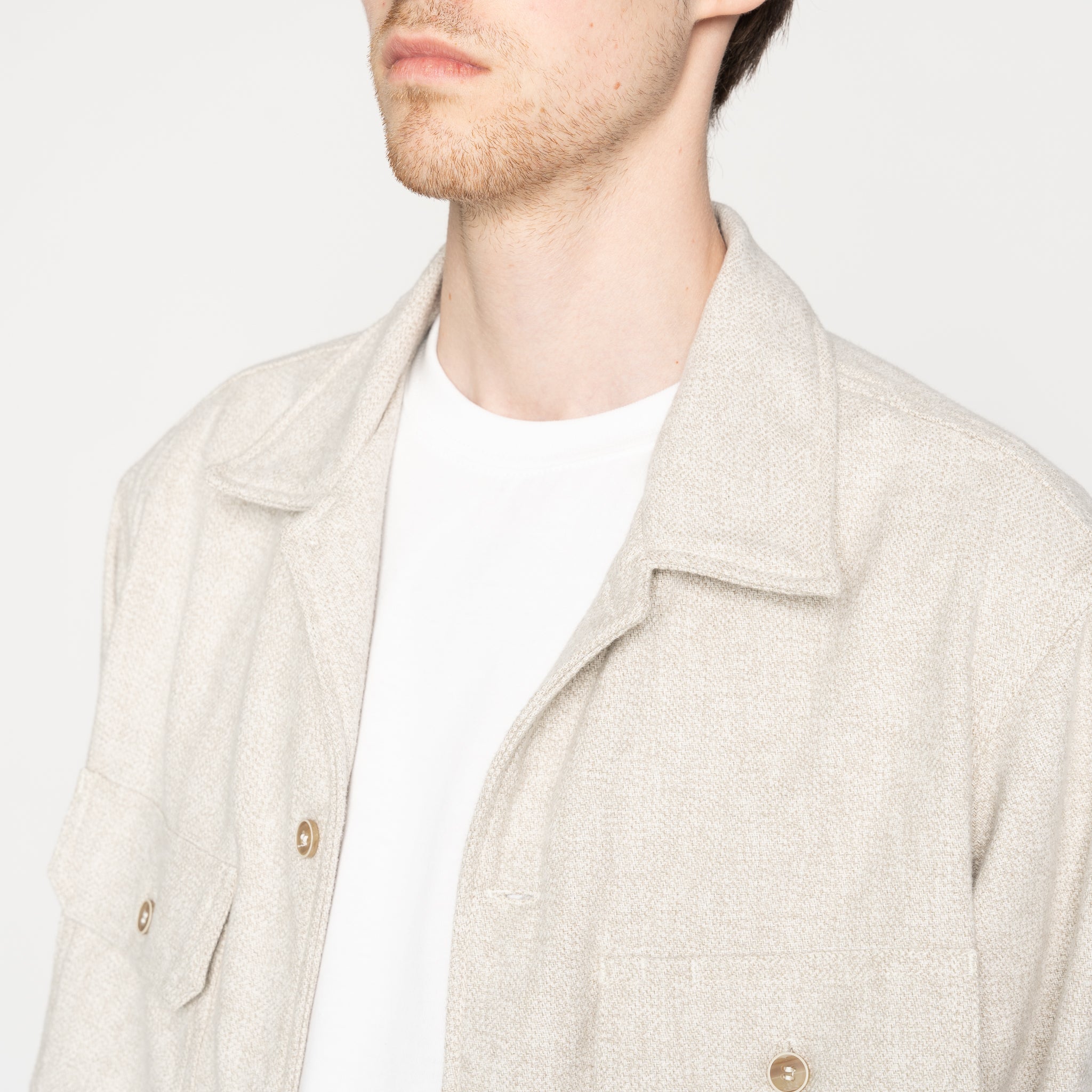 Over Shirt - Triple Yarn Twist Brushed Flannel - Ivory by Naked & Famous Denim