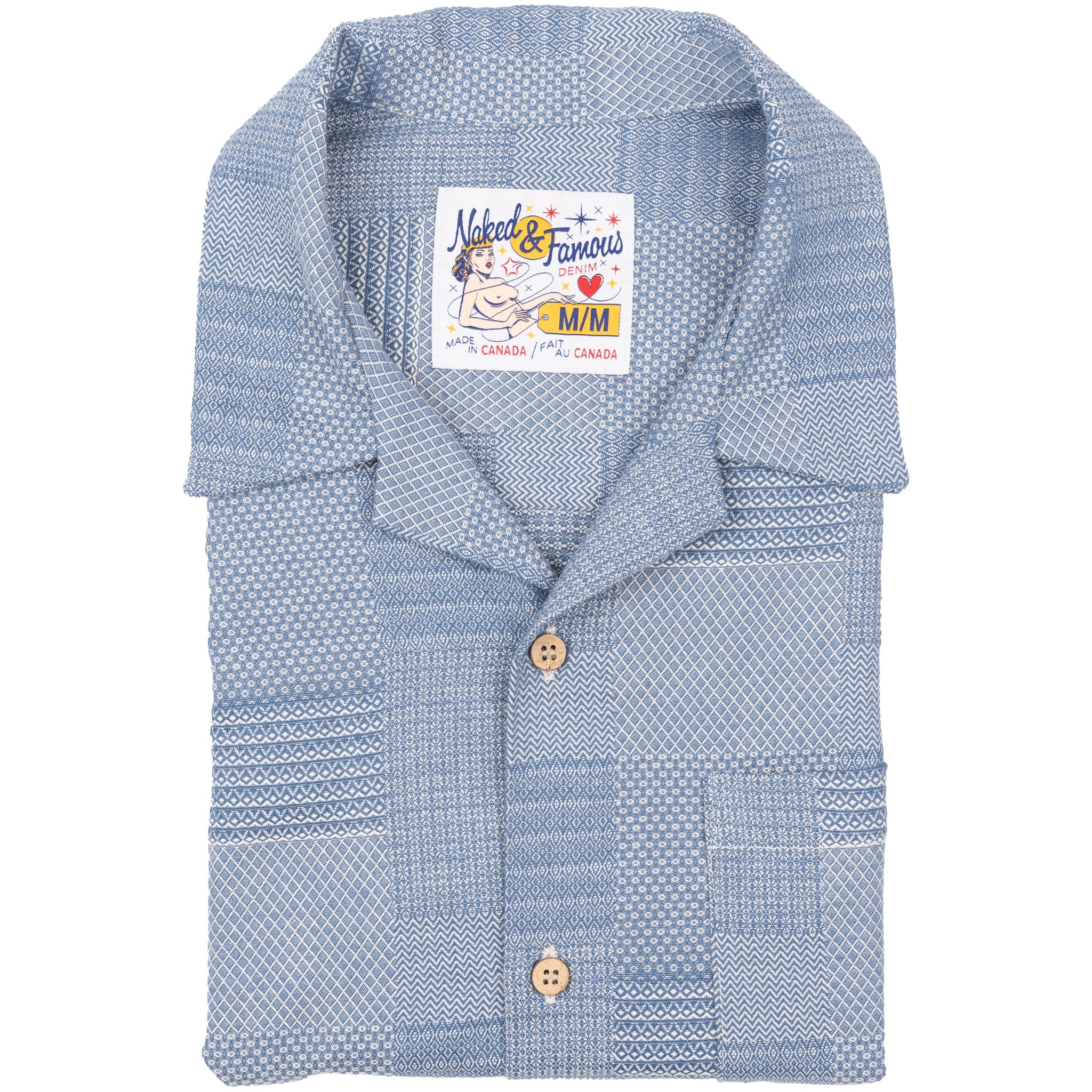 Aloha Shirt - Dobby Patchwork - Pale Blue by Naked & Famous Denim
