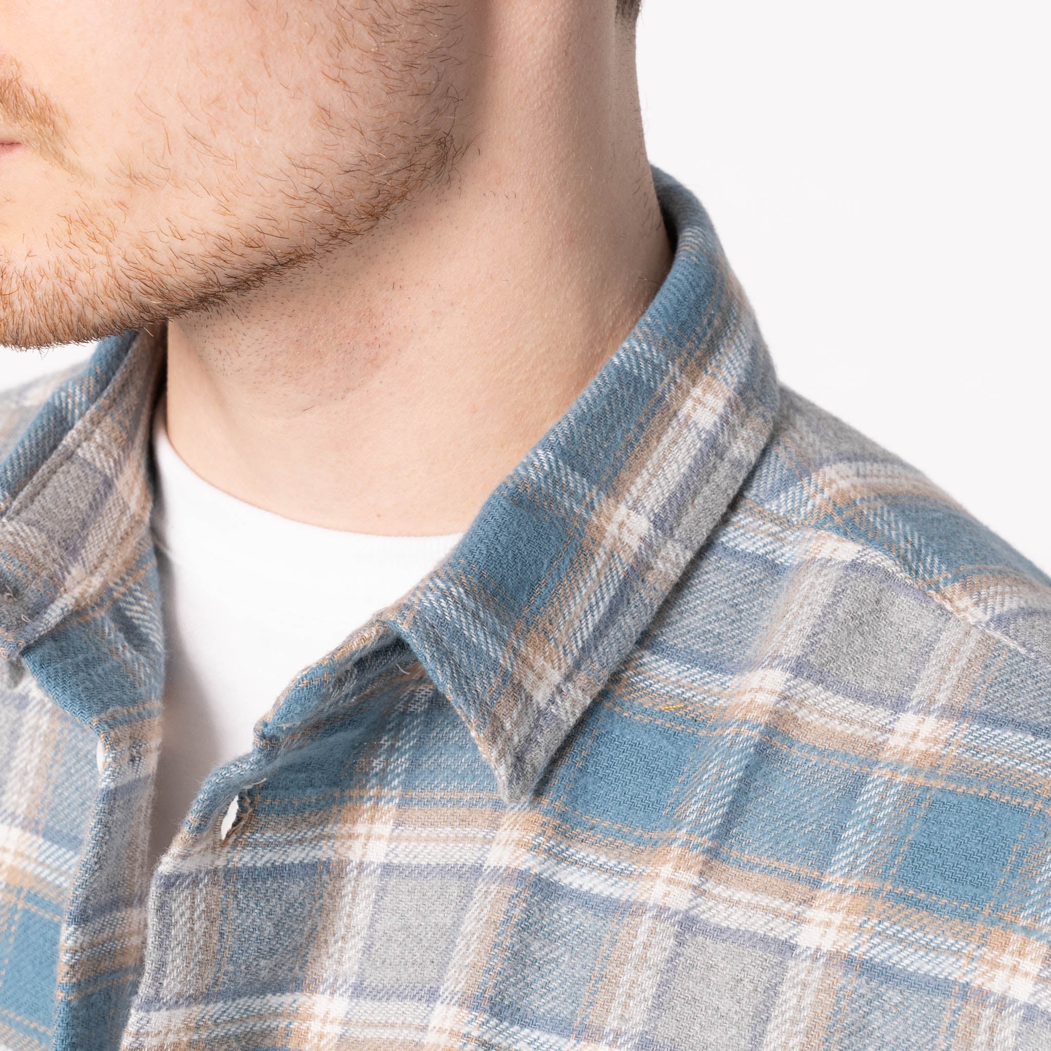 True Shirt - Soft Brushed Faded Flannel - Faded Blue by Naked & Famous Denim