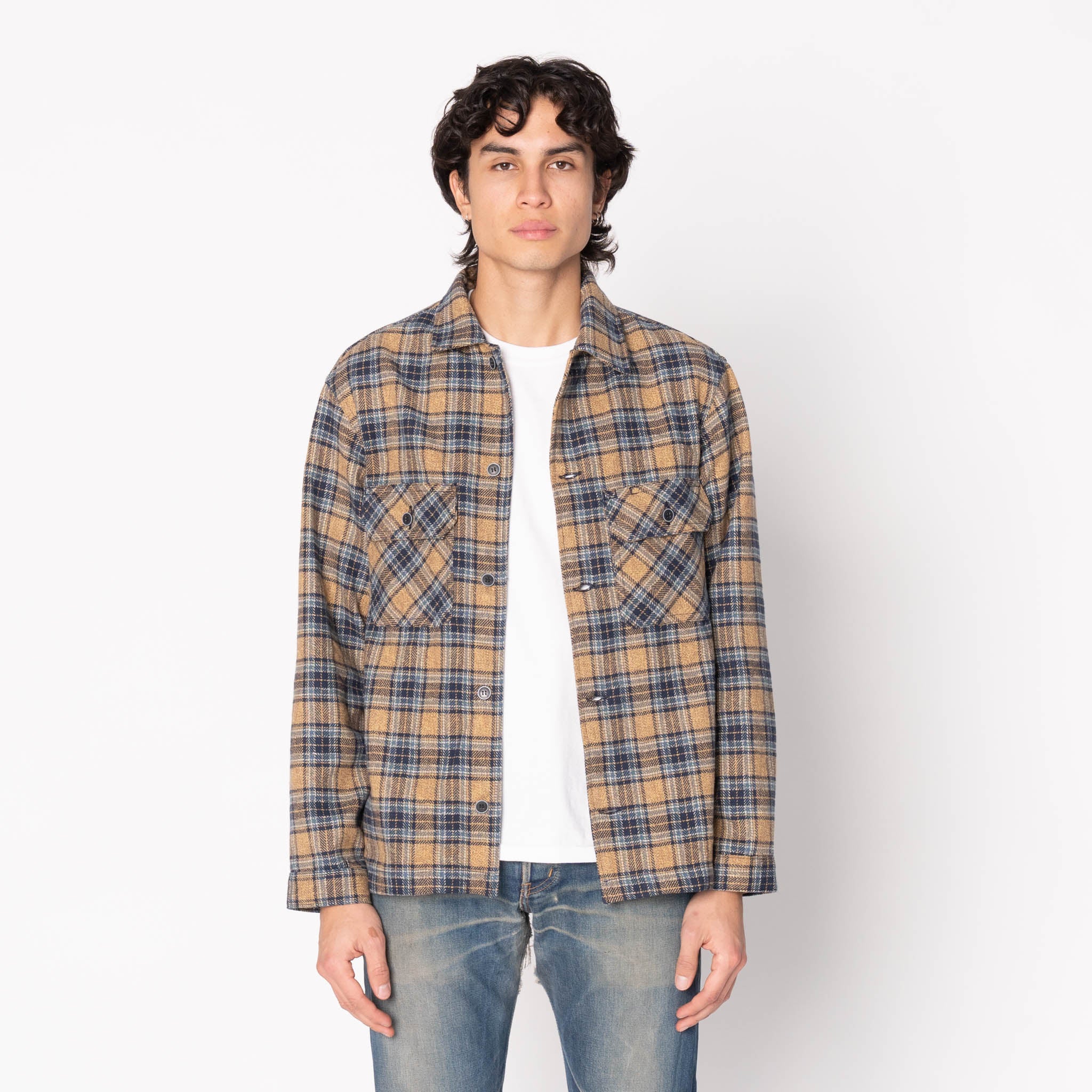 Work Shirt - Triple Twist Yarn Flannel - Blue Beige by Naked & Famous Denim
