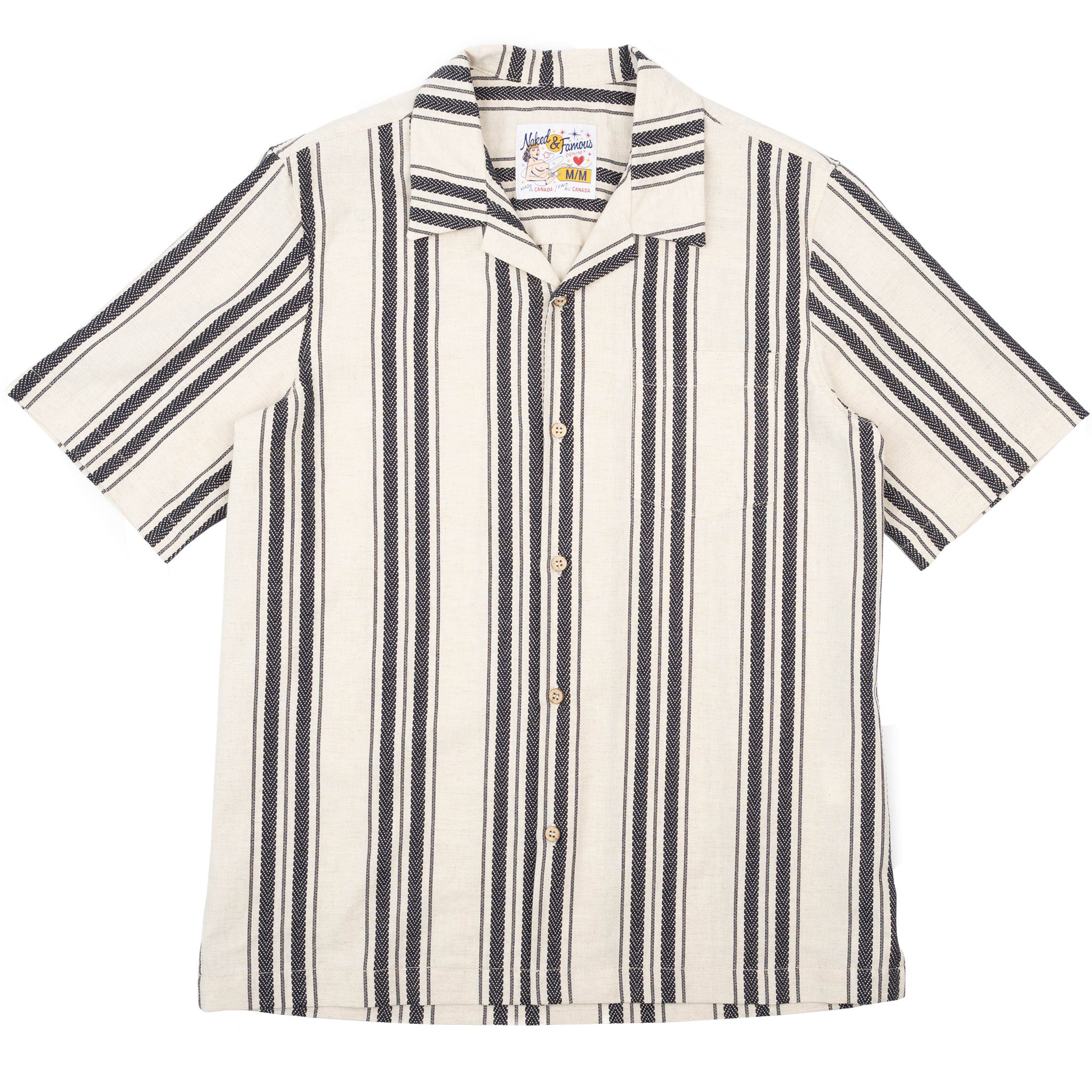 Aloha Shirt - Dobby Bands - Natural by Naked & Famous Denim