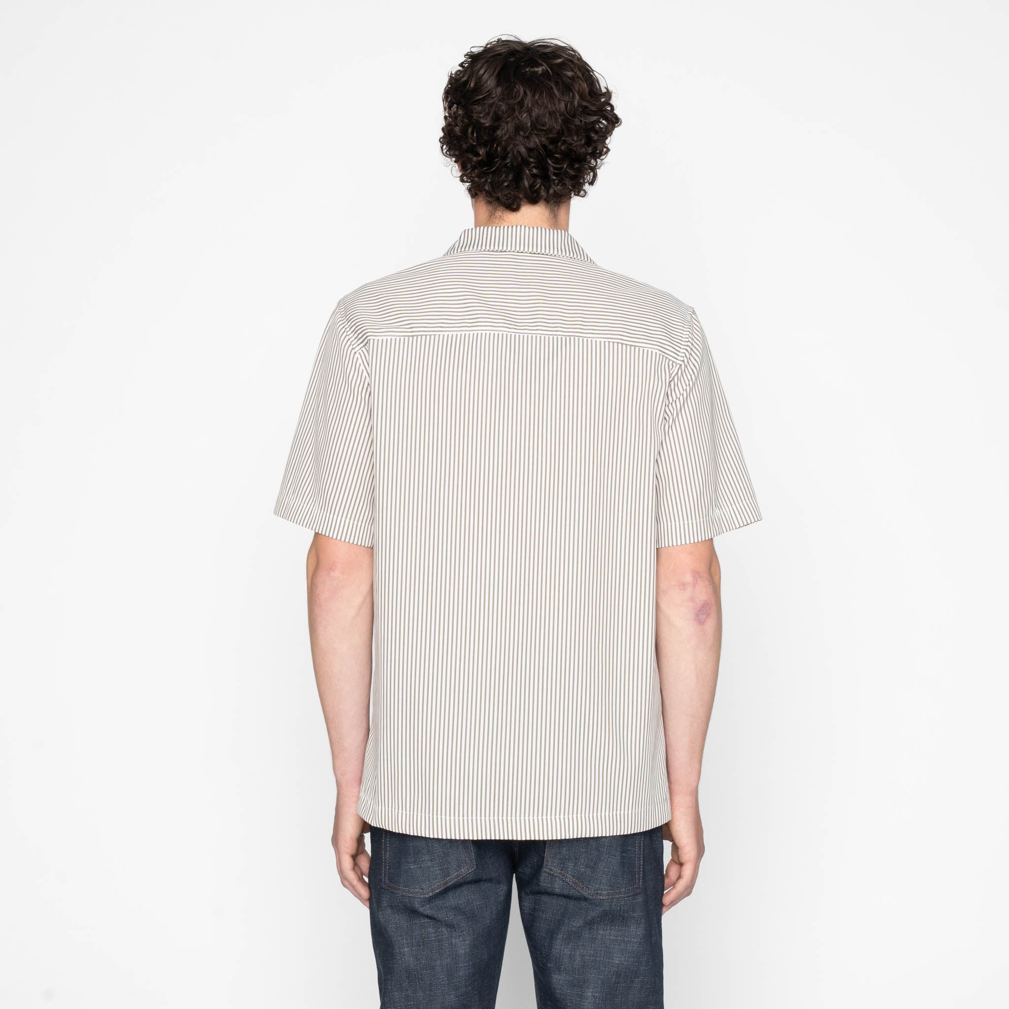 Aloha Shirt - Double Double Stripes - Green by Naked & Famous Denim