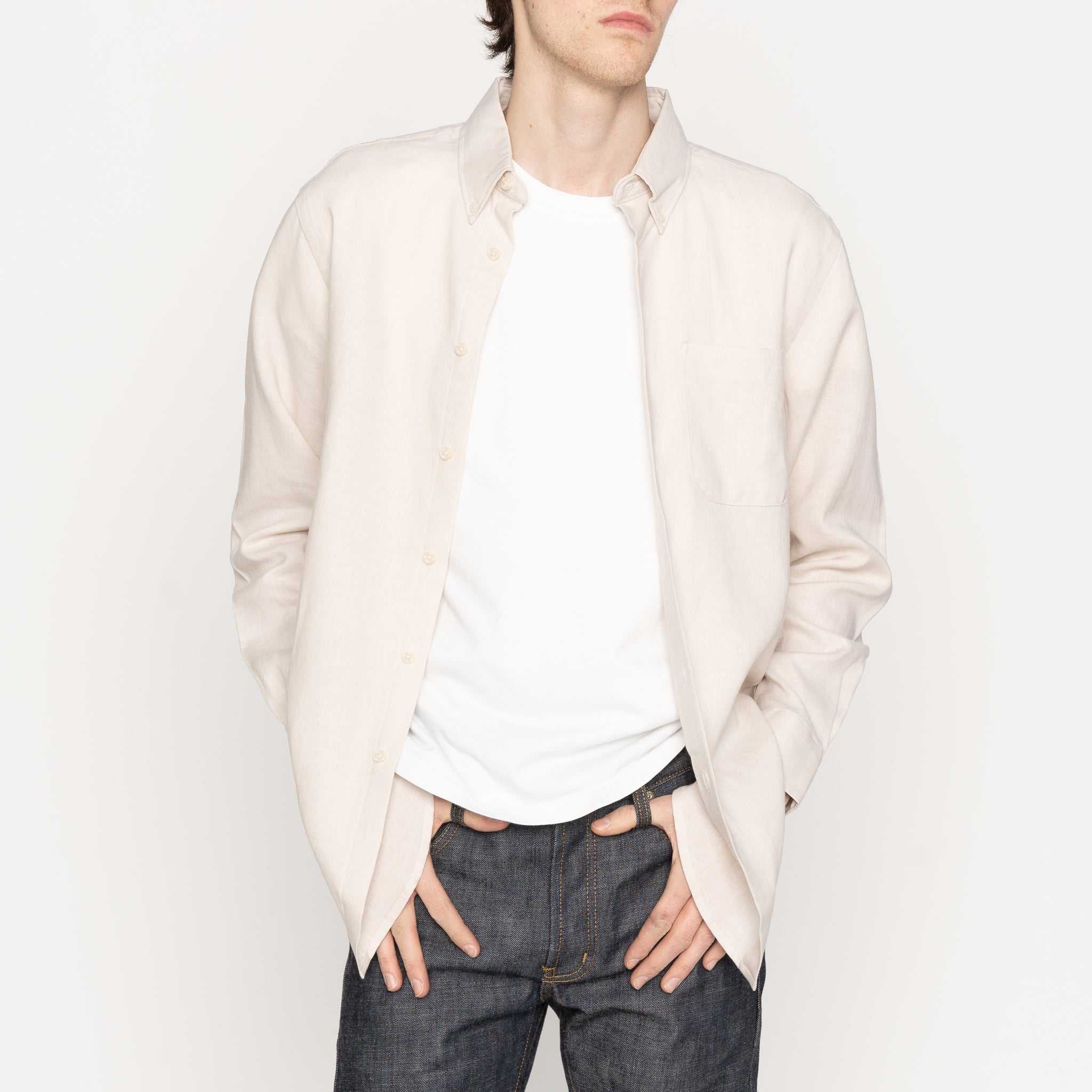 Easy Shirt - French Linen Fine Canvas - Ecru by Naked & Famous Denim
