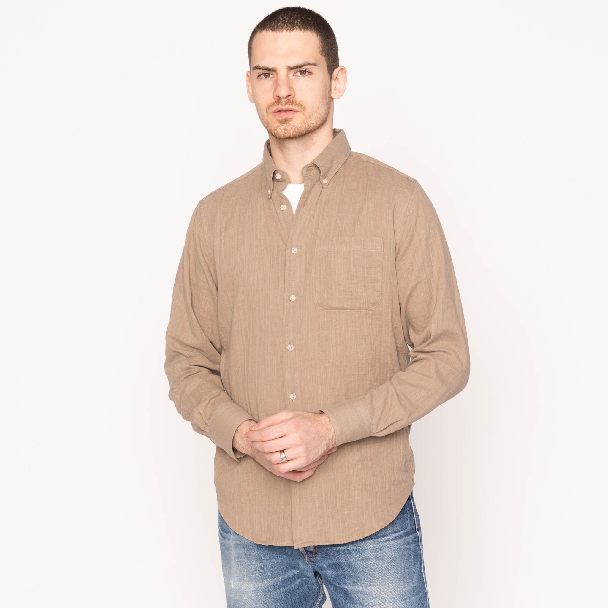 Easy Shirt - Double Weave Slub Gauze - Sand by Naked & Famous Denim