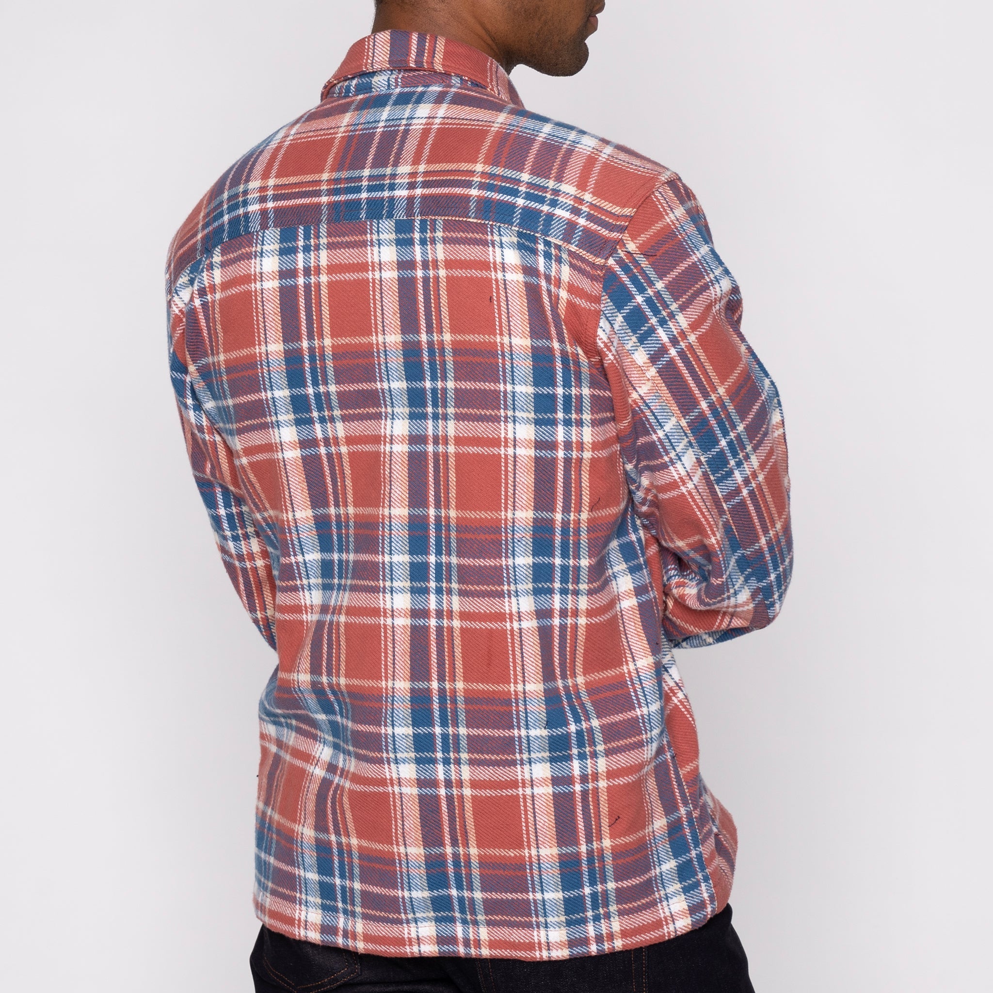 Over Shirt - Triple Yarn Twill Check Brush - Red by Naked & Famous Denim