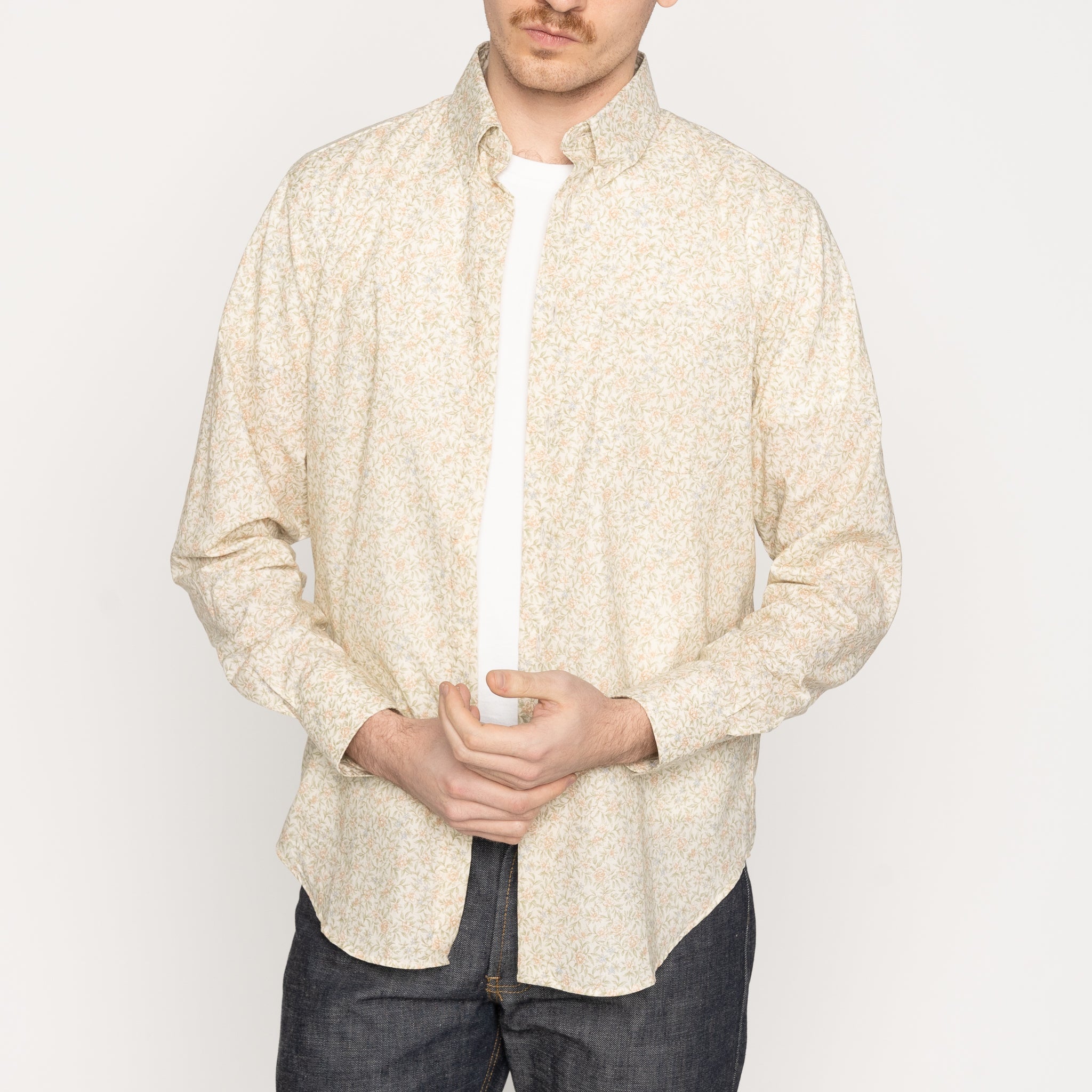 Easy Shirt - Bell Flowers - Cream by Naked & Famous Denim