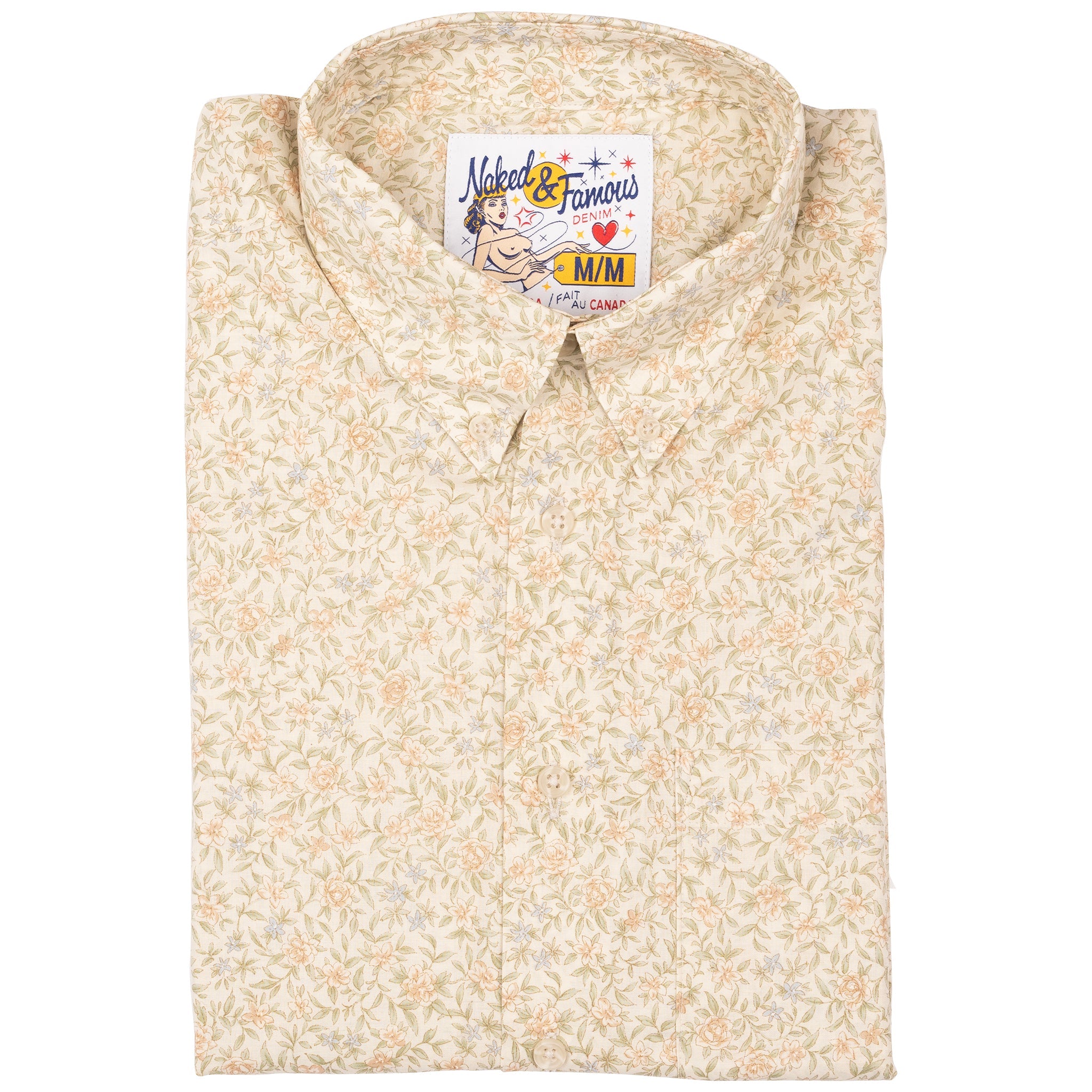 Easy Shirt - Bell Flowers - Cream by Naked & Famous Denim