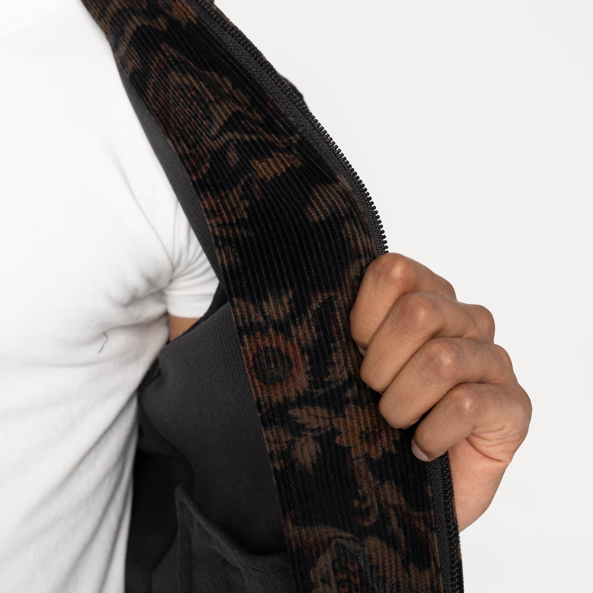 Zip Jacket - Paisley Corduroy - Black by Naked & Famous Denim