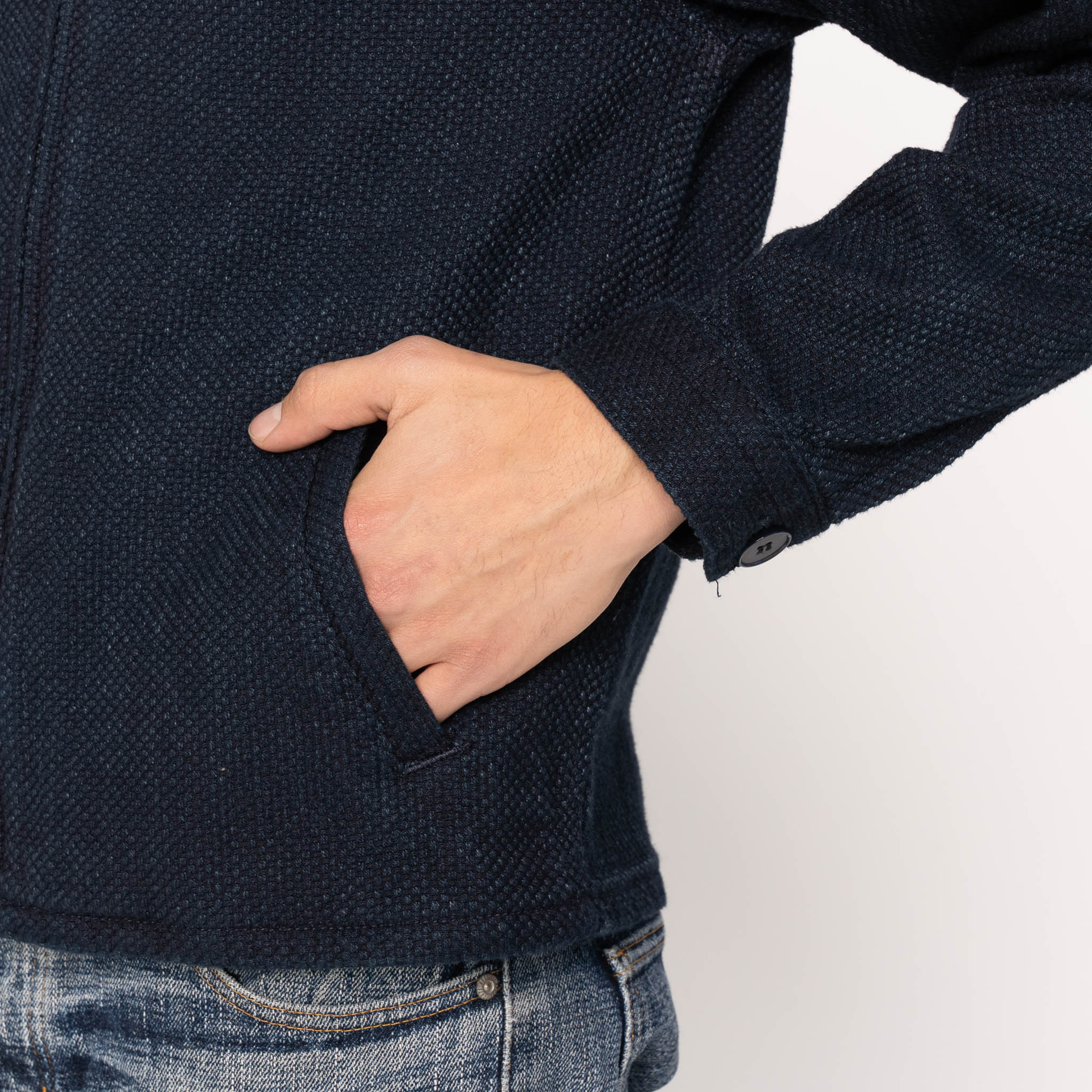 Zip Jacket - Indigo Sashiko by Naked & Famous Denim
