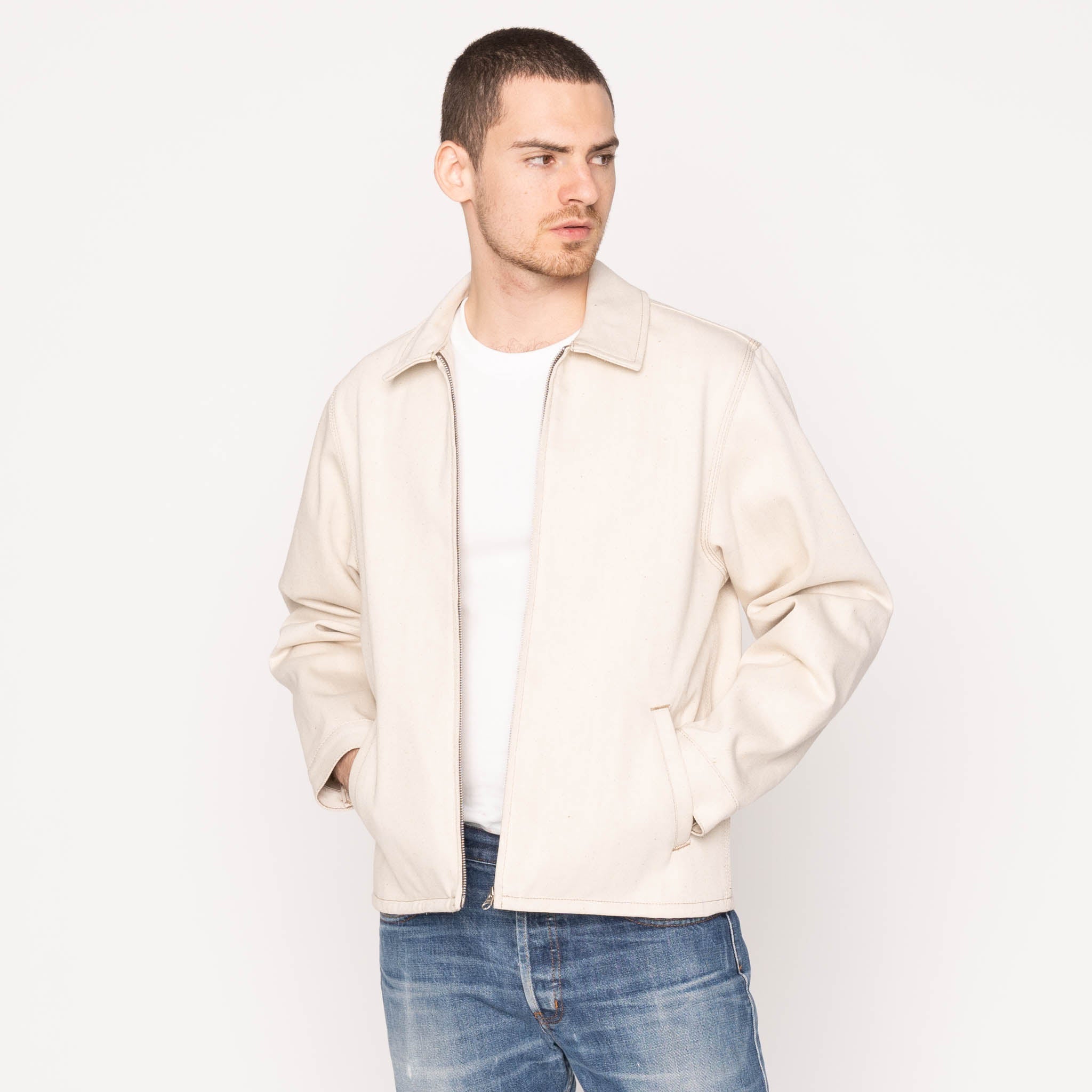Zip Jacket - All Natural Ecru Foxfibre® Selvedge by Naked & Famous Denim