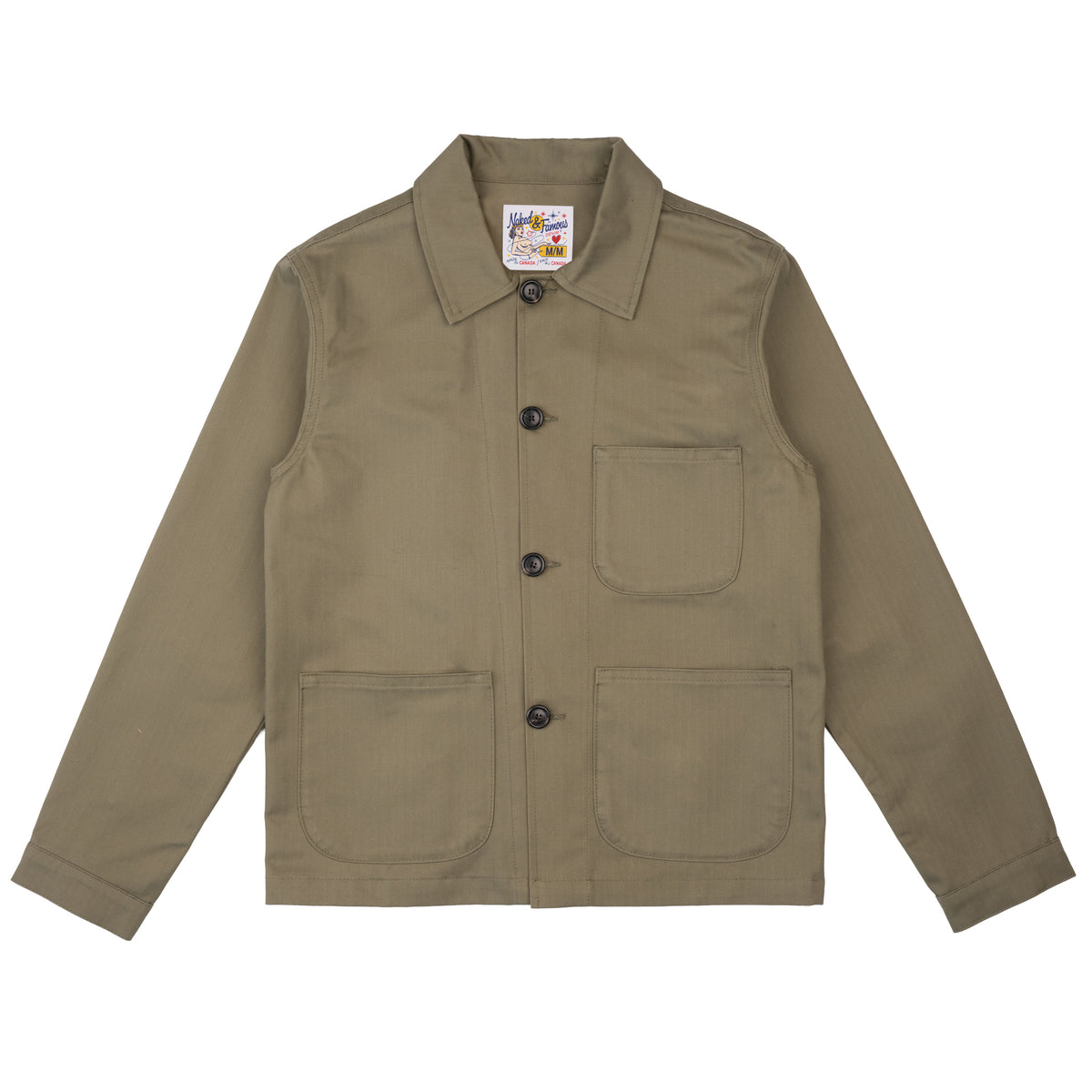 Utility Jacket - 1940s Military Organic Herringbone - Army Green by Naked & Famous Denim