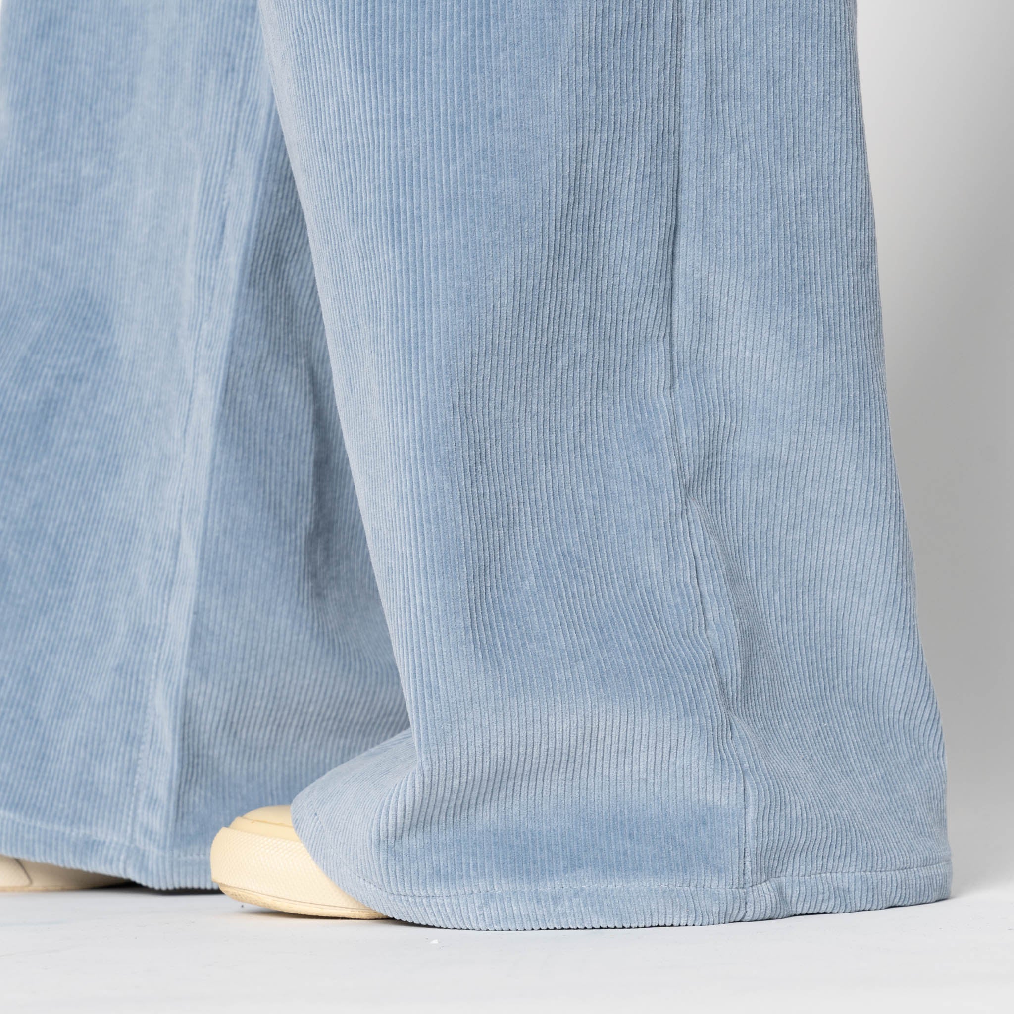 Wide Leg Trouser - Faded Corduroy Organique - Pale Indigo by Naked & Famous Denim