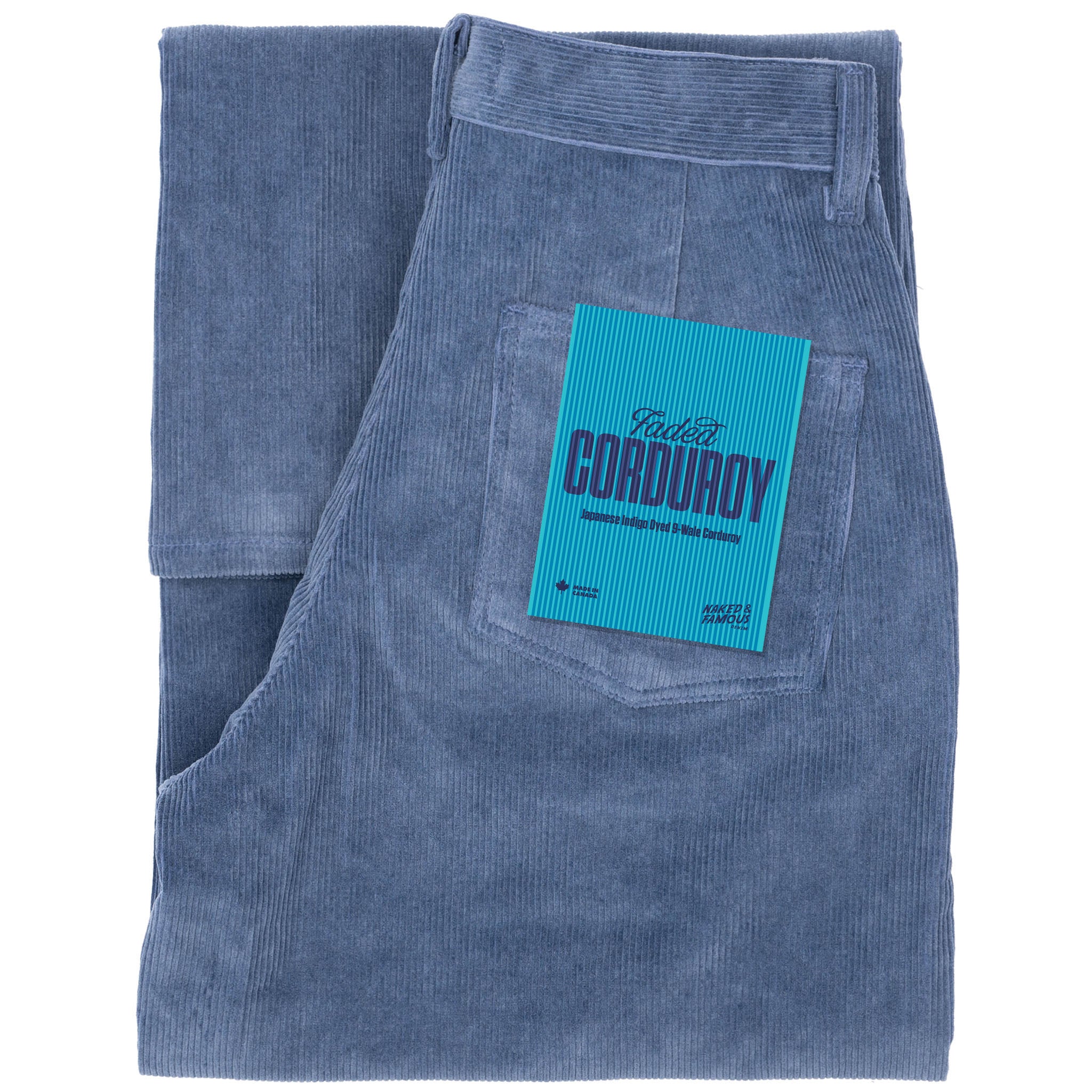 Wide Leg Trouser - Organic Faded Corduroy - Indigo
