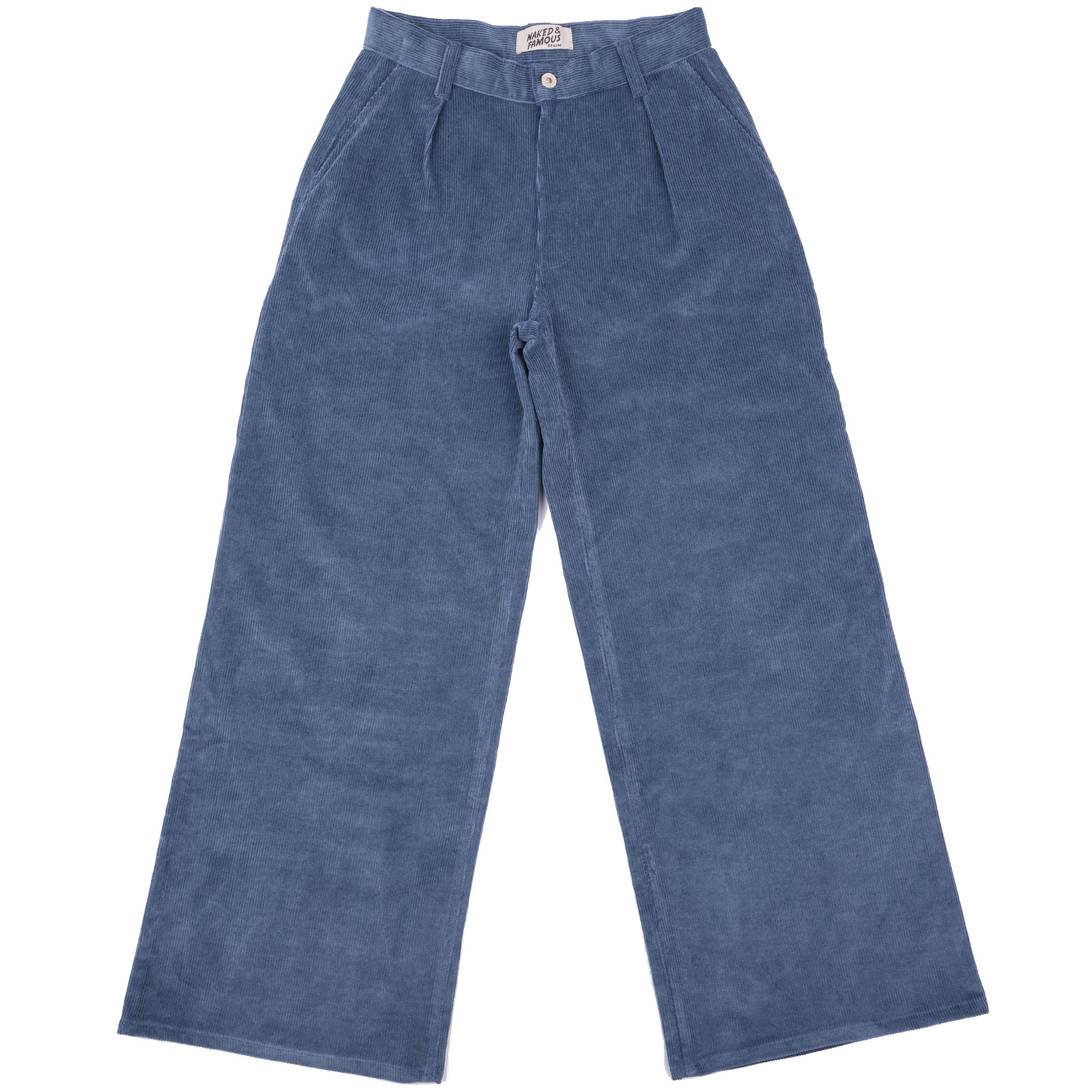 Wide Leg Trouser - Organic Faded Corduroy - Indigo by Naked & Famous Denim