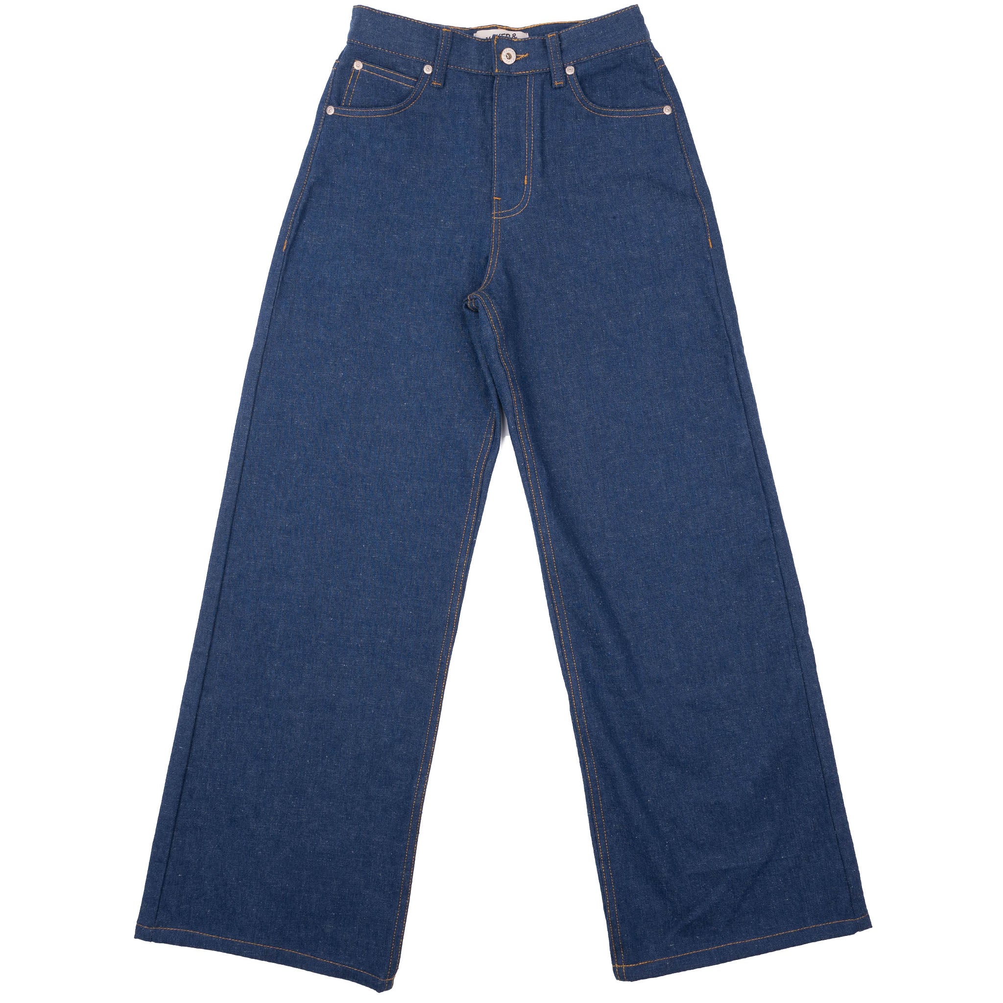 Wide Wild West - 2x1 Dungaree Nep Denim - Mid Indigo by Naked & Famous Denim