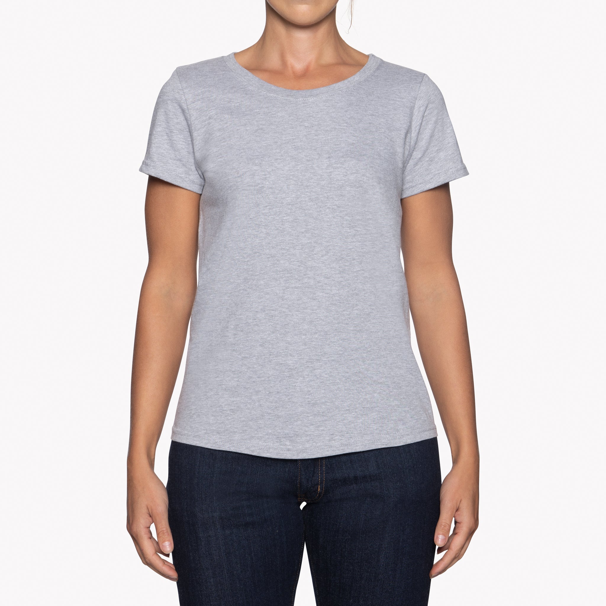 Women's - Circular Knit Ballet Tee - Double Ring-Spun Cotton - Heather Grey by Naked & Famous Denim