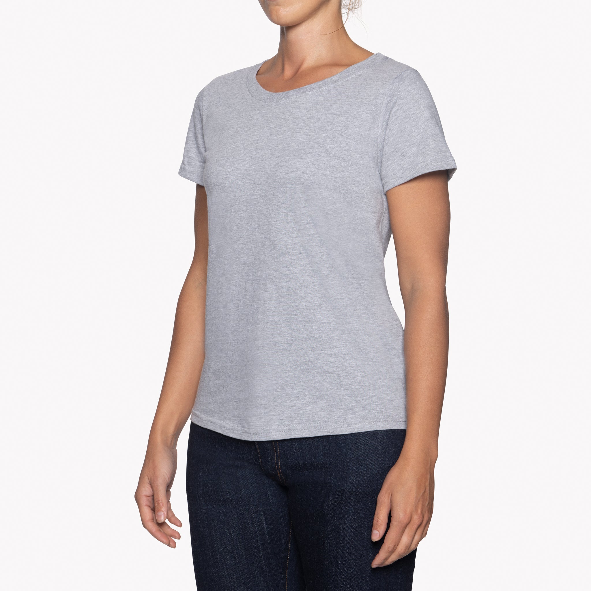 Women's - Circular Knit Ballet Tee - Double Ring-Spun Cotton - Heather Grey by Naked & Famous Denim