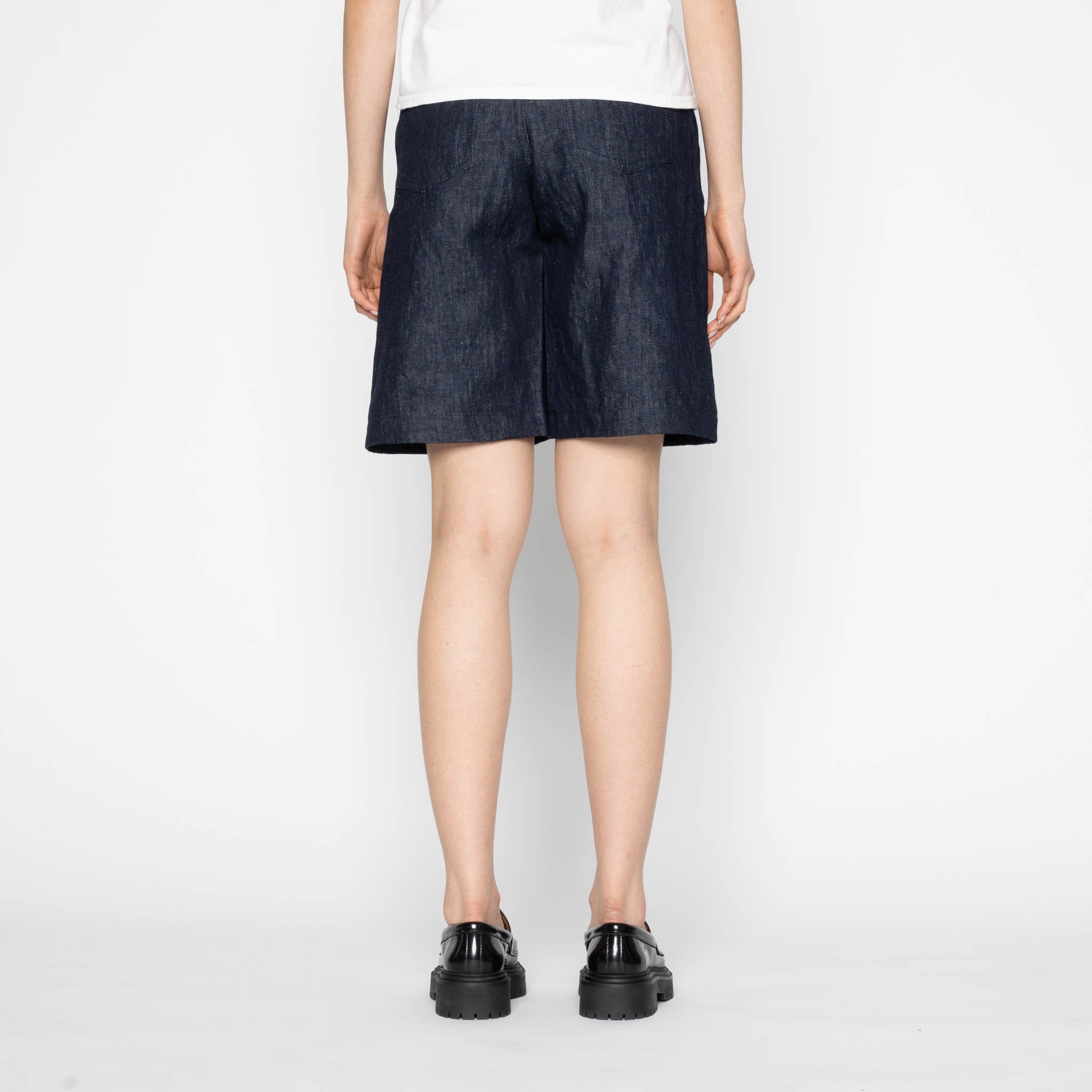 Andie Shorts - Linen Blend Denim - Indigo by Naked & Famous Denim