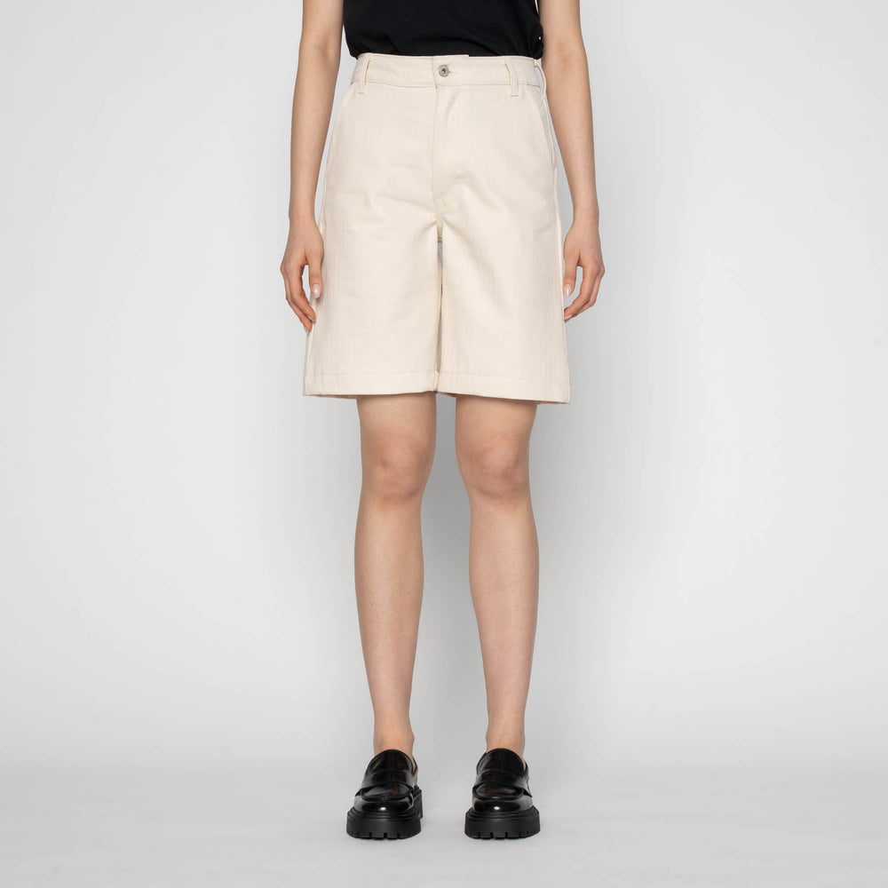 Andie Shorts - Hard Twist Organic Herringbone - Ecru by Naked & Famous Denim