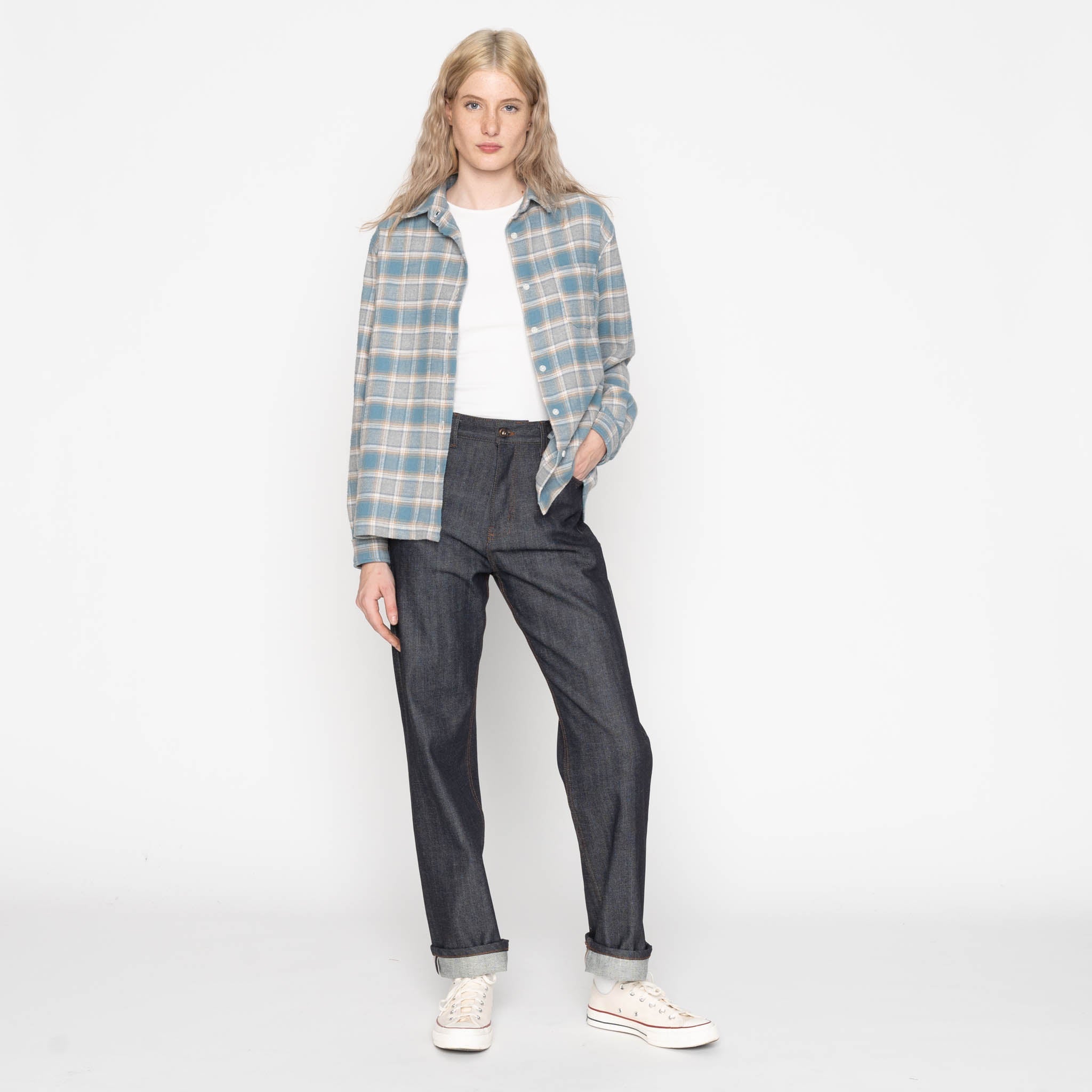 Judy - Soft Brushed Faded Flannel - Faded Blue by Naked & Famous Denim