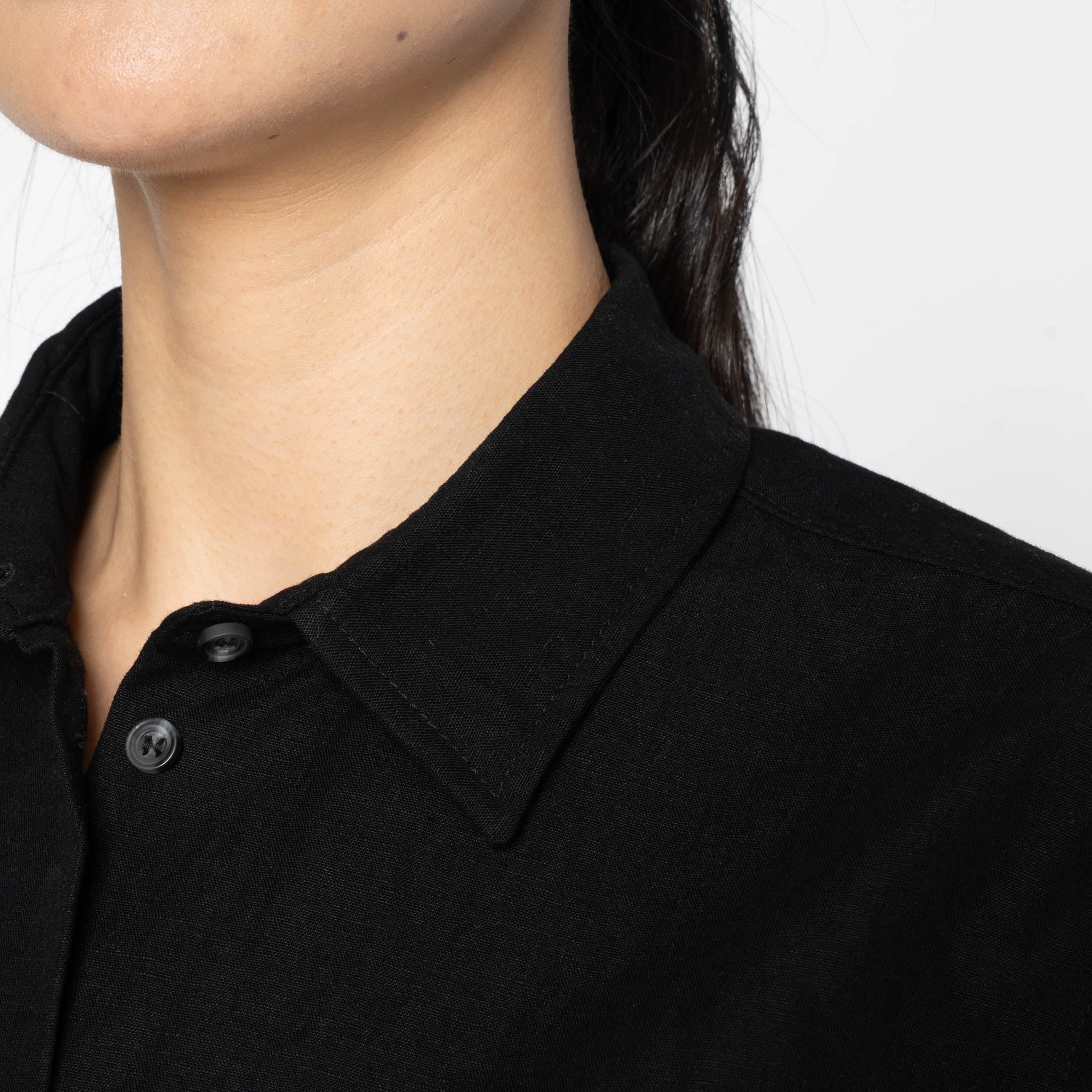 Judy Shirt - Linen Blend Denim - Black by Naked & Famous Denim