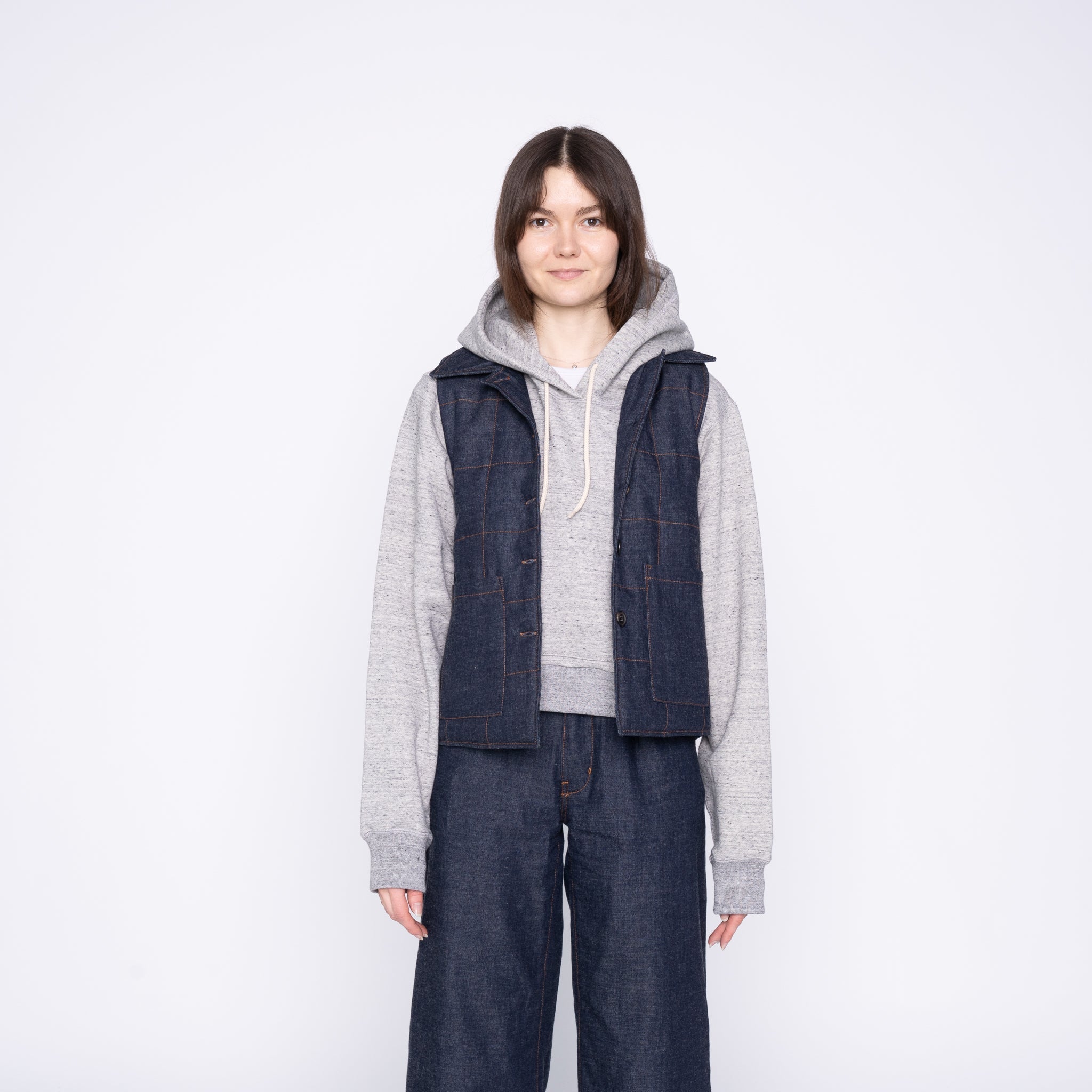 Quilted Vest - Slub Nep Rinsed - Indigo by Naked & Famous Denim