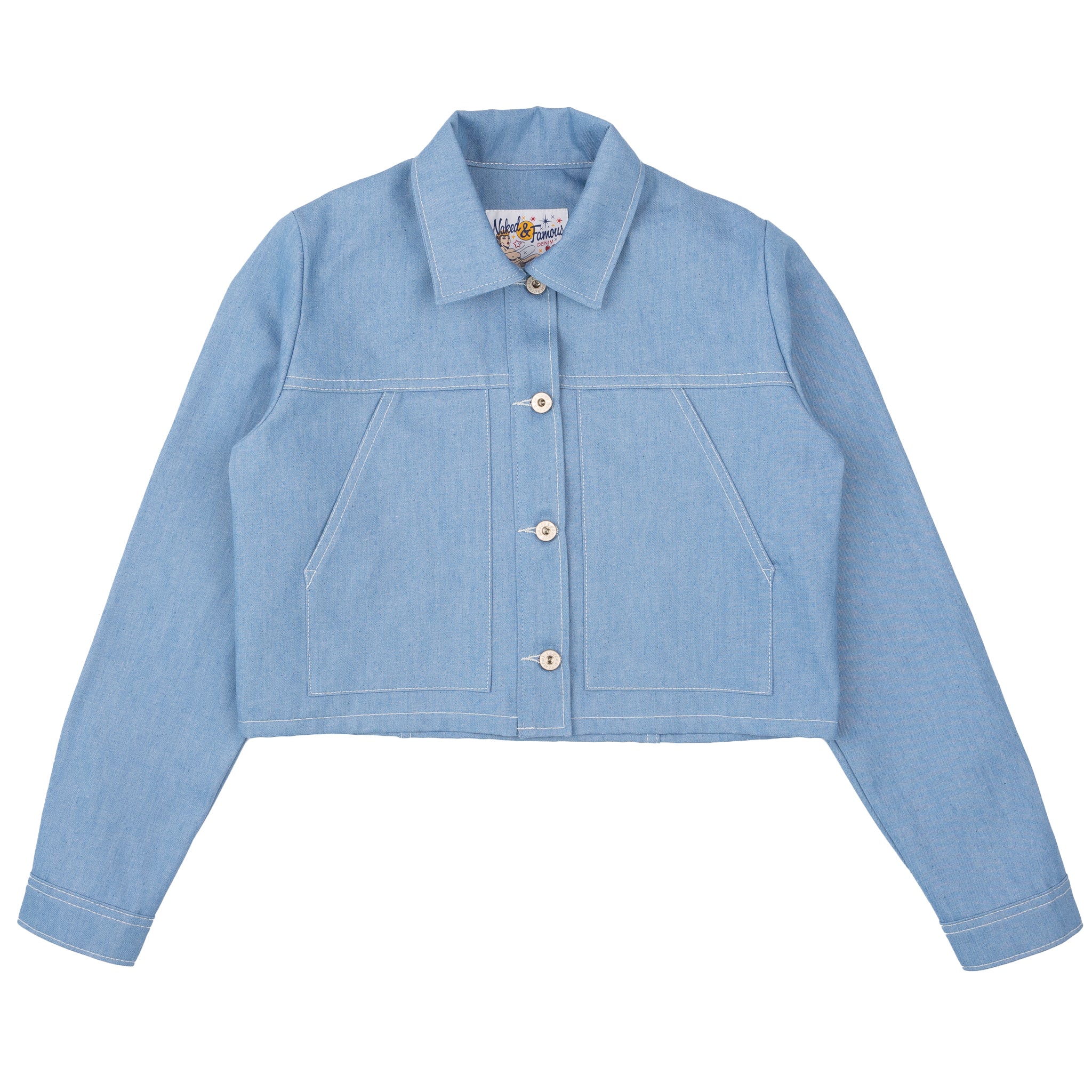 Cropped Denim Jacket - Sakura Sky