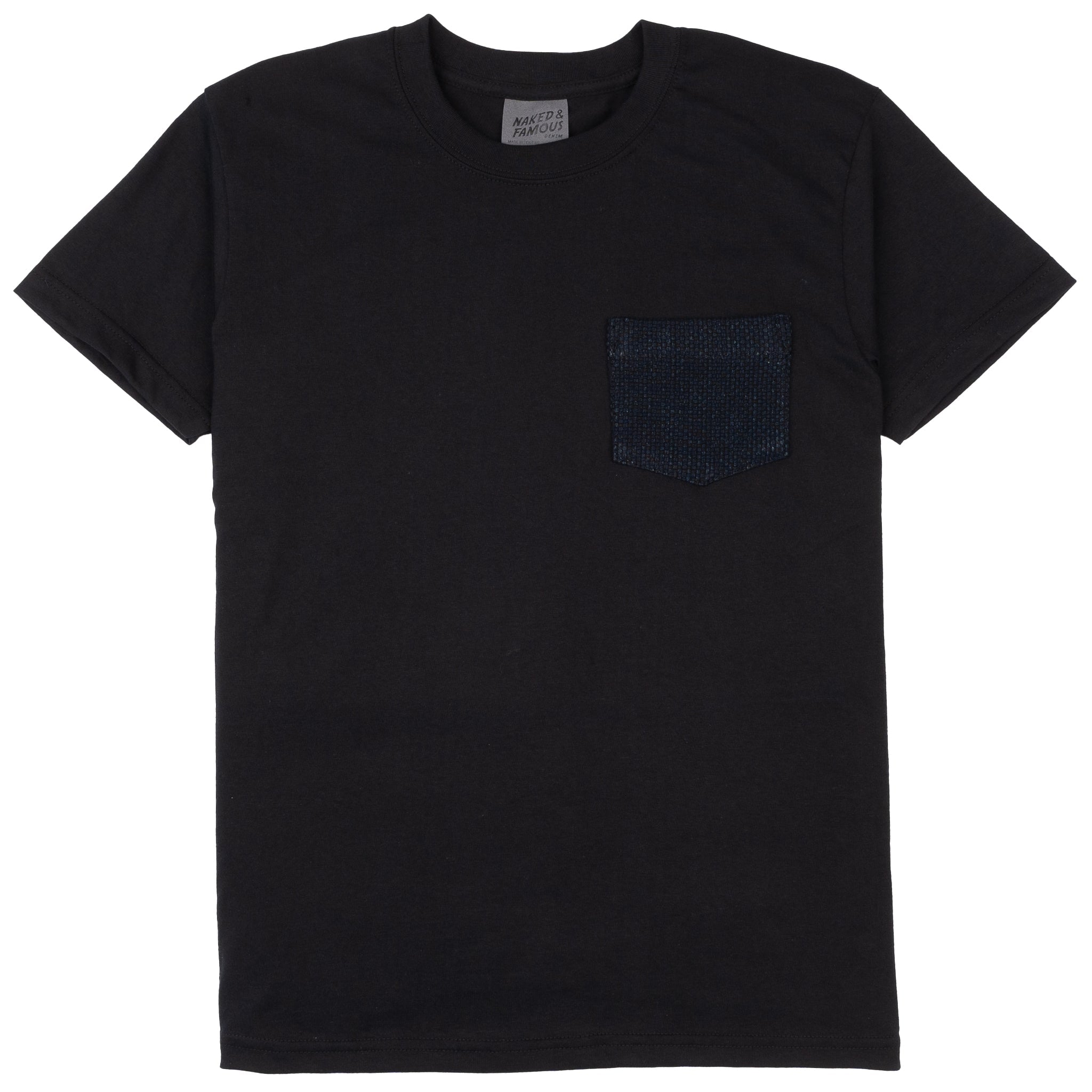 Pocket Tee - Black - Indigo Sashiko by Naked & Famous Denim