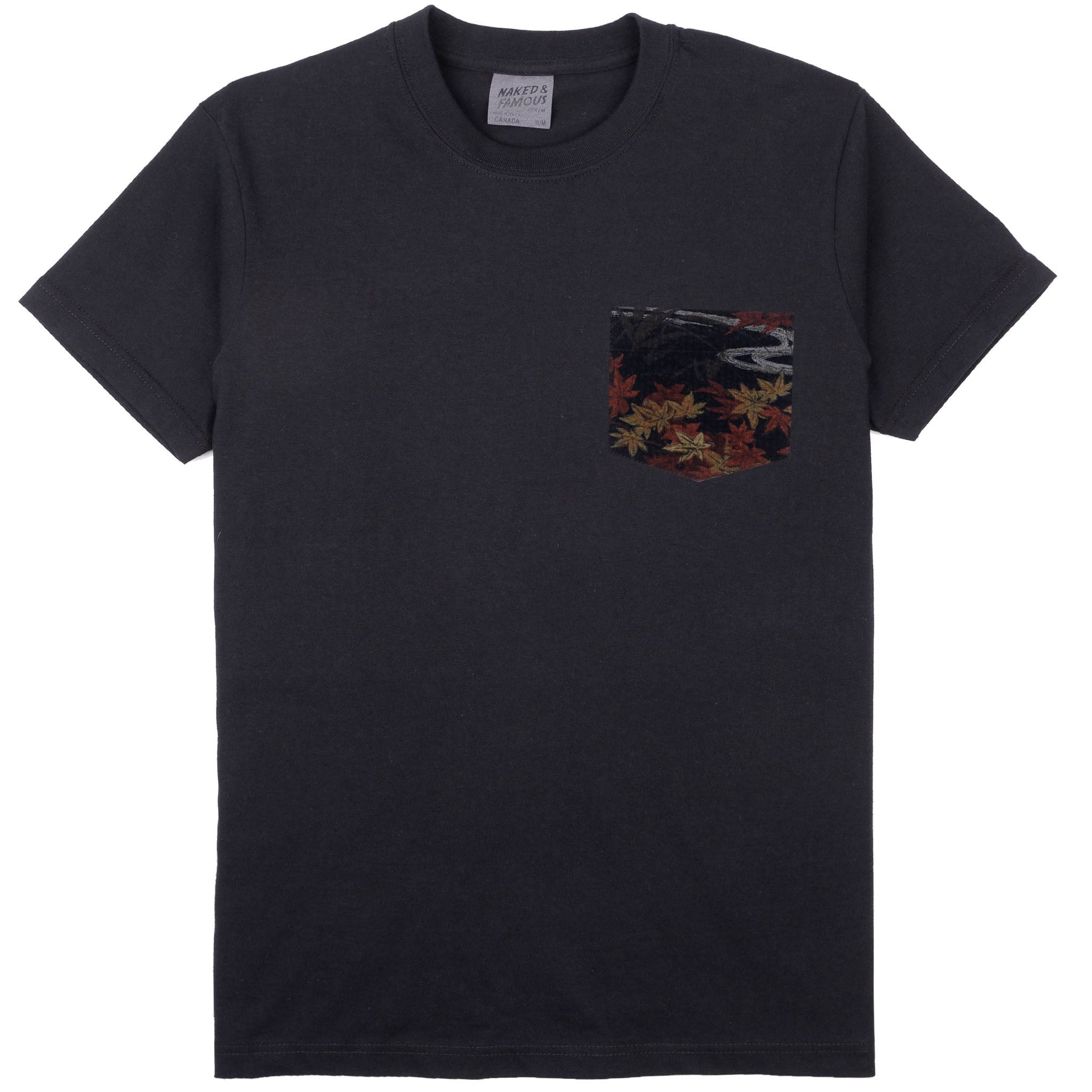 Pocket Tee - Black - Printed Autumn - Navy by Naked & Famous Denim