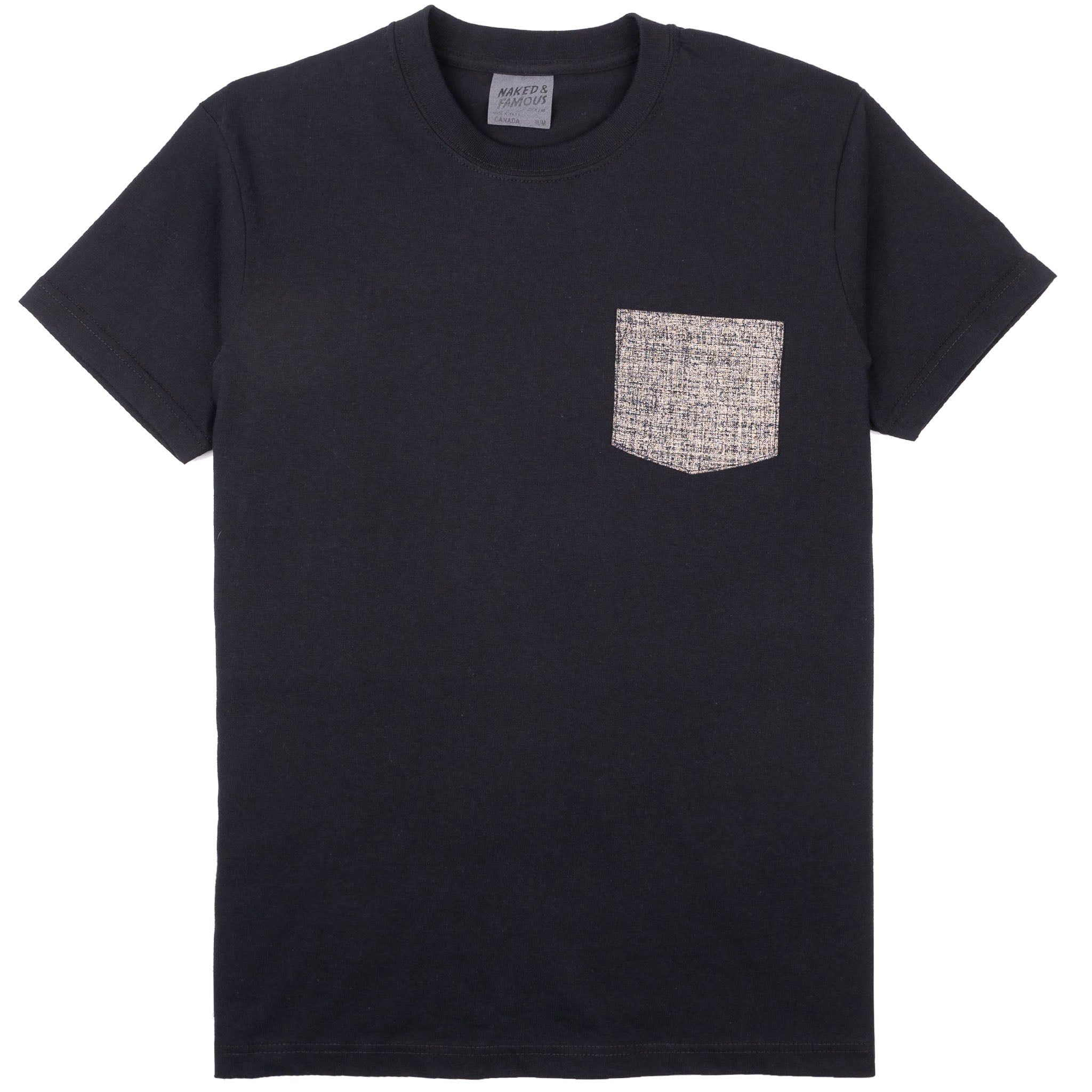Pocket Tee - Black - Kimono Scramble - Indigo by Naked & Famous Denim