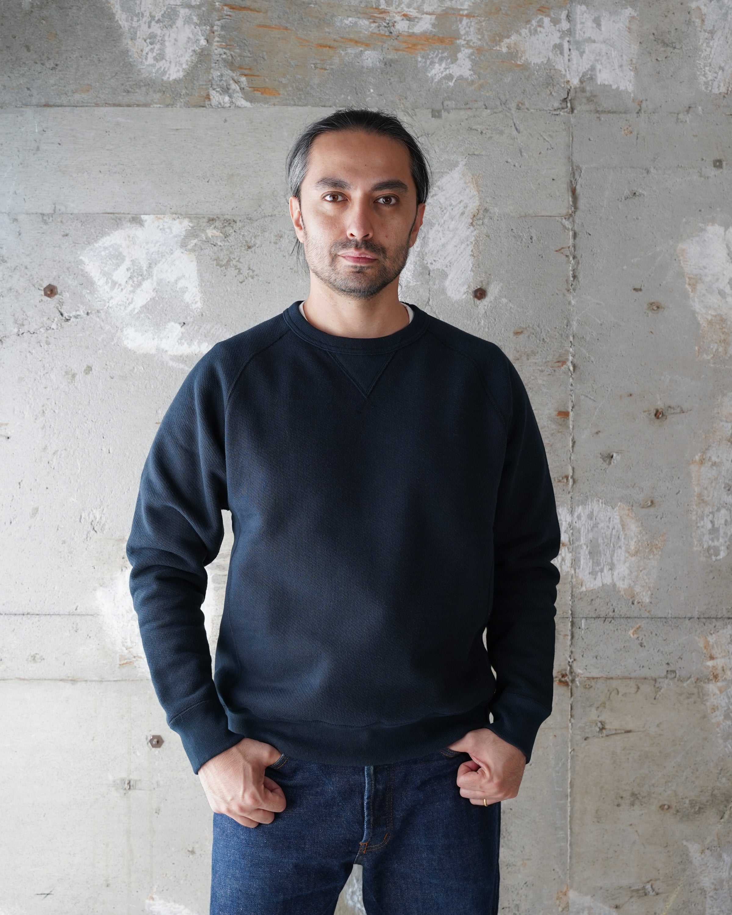 Pullover Crewneck - 701gsm Double Heavyweight French Terry - Navy by Wonder Looper
