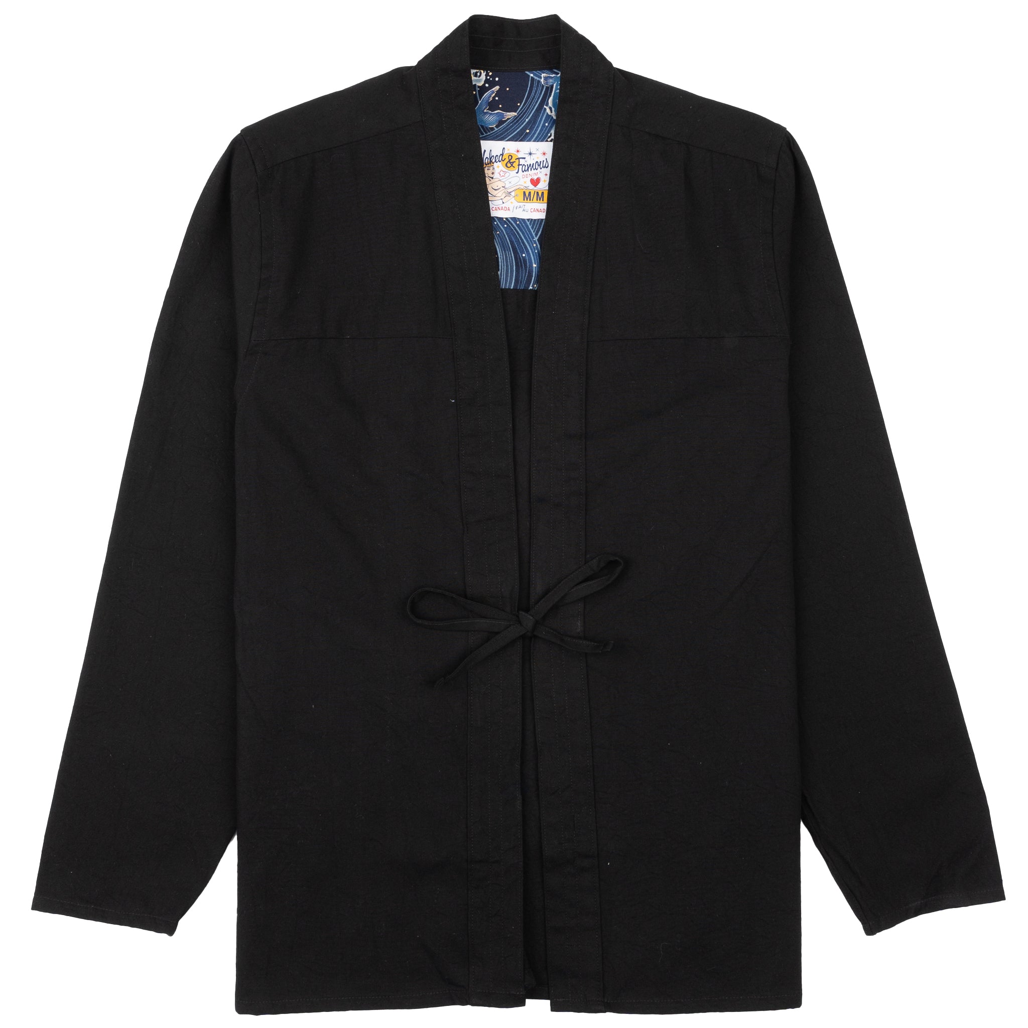 Kimono Shirt - Black Rinsed Oxford + Black Japanese Festival by Naked & Famous Denim