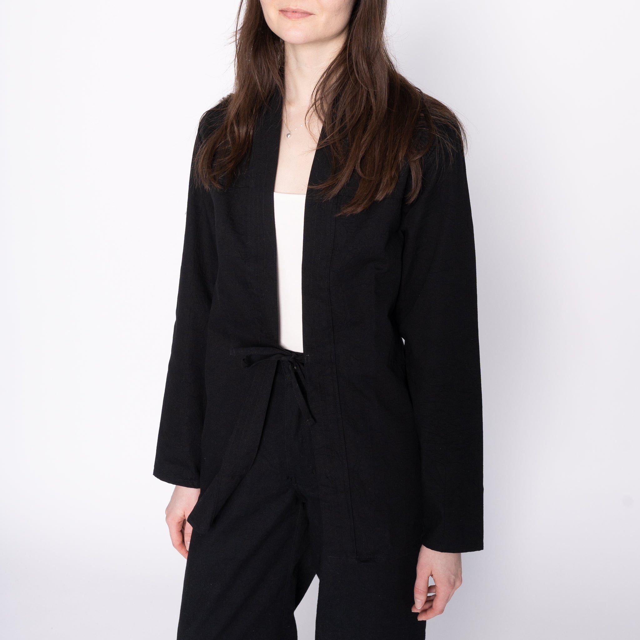 Kimono Shirt - Black Rinsed Oxford + Black Japanese Festival by Naked & Famous Denim