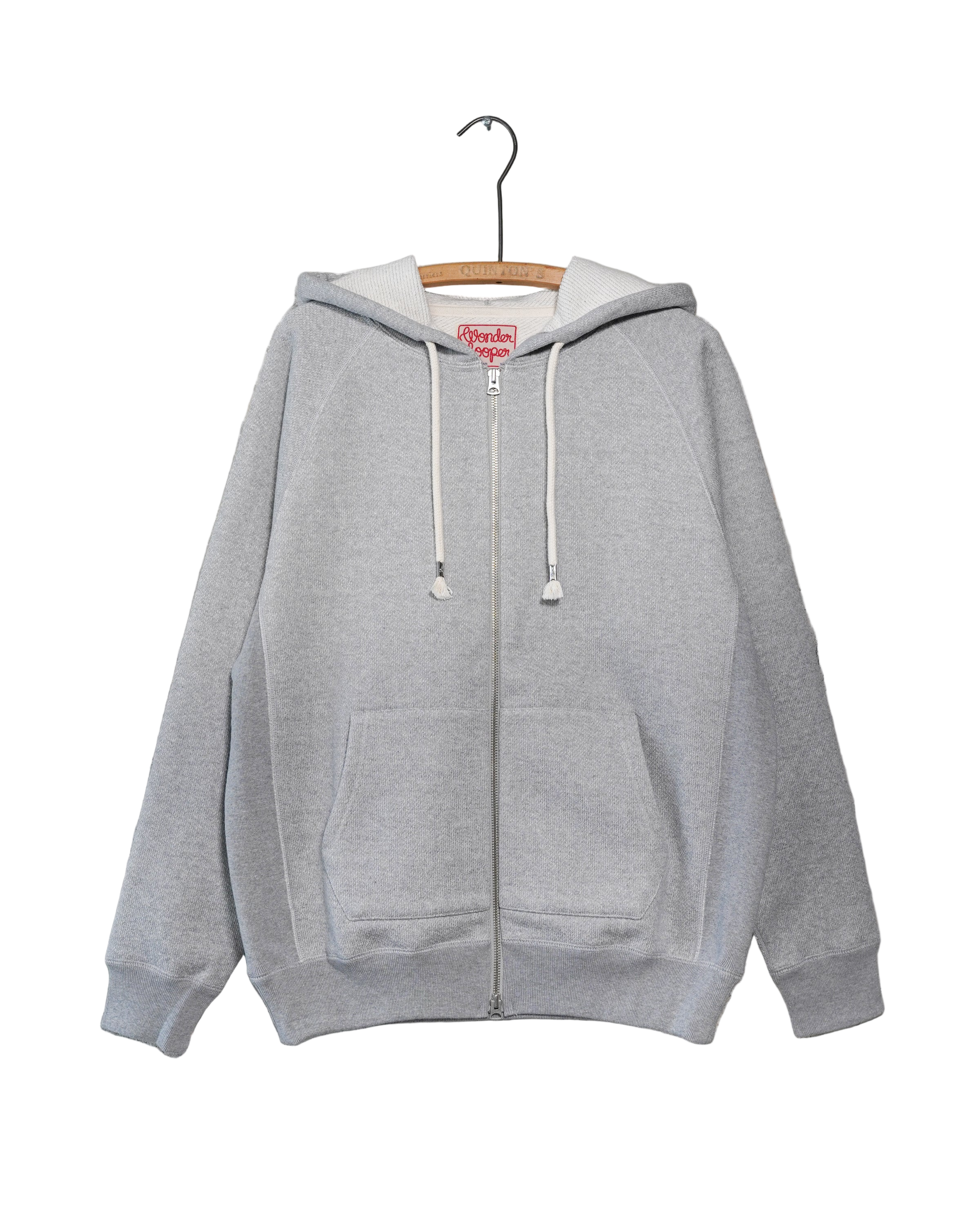 Zip Hoodie - 876gsm Double Heavyweight French Terry - Heather Grey by Wonder Looper