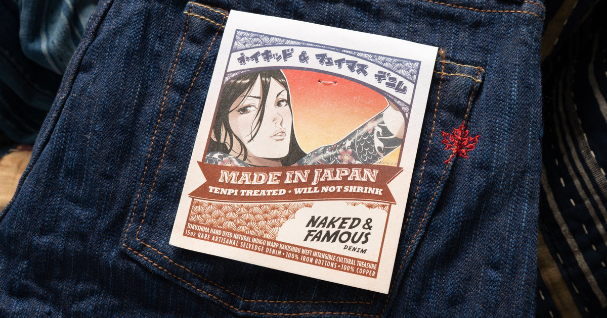 MIJ15: Hand Dyed Natural Indigo Kakishibu Intangible Cultural Treasure Selvedge Denim