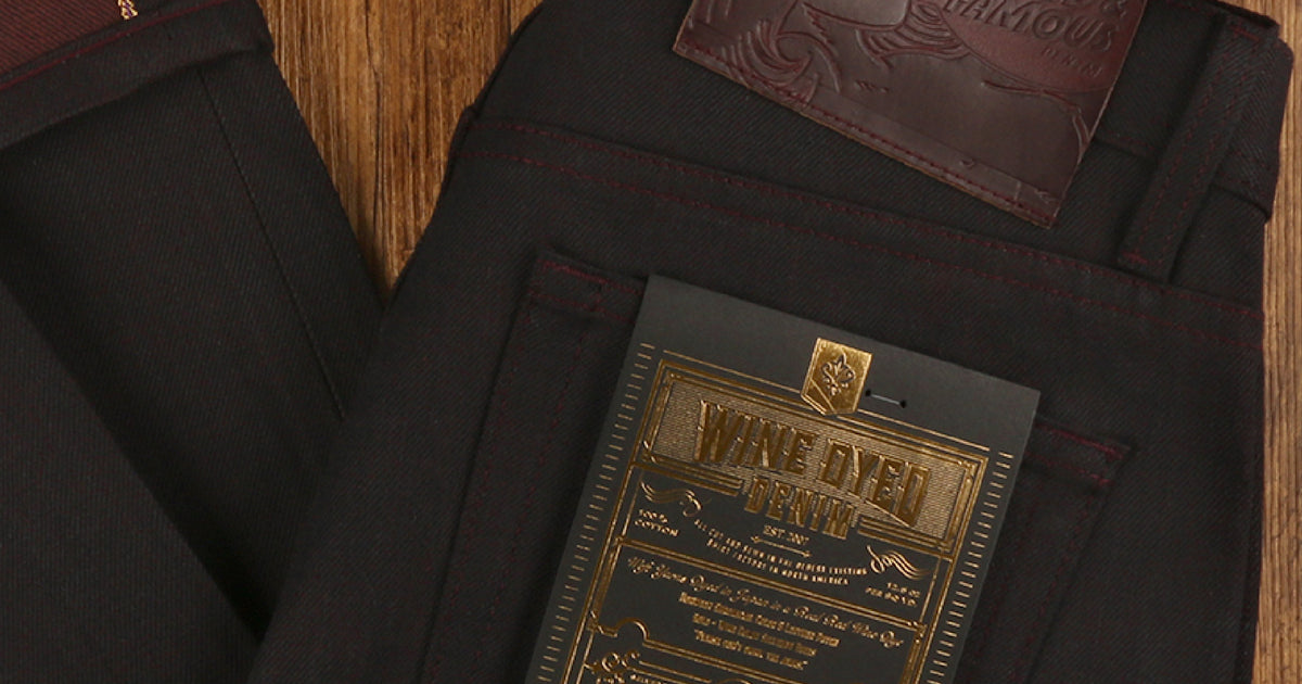Selvedge denim dyed with real red wine!