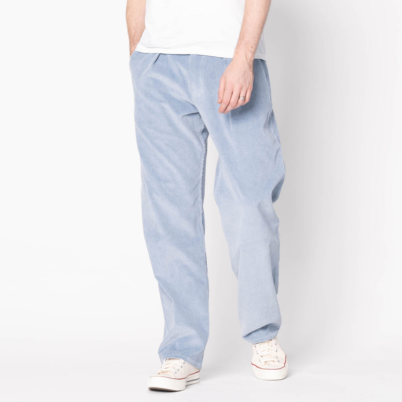 Pleated Trouser - Faded Corduroy Organic - Pale Indigo