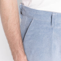 Pleated Trouser - Faded Corduroy Organic - Pale Indigo