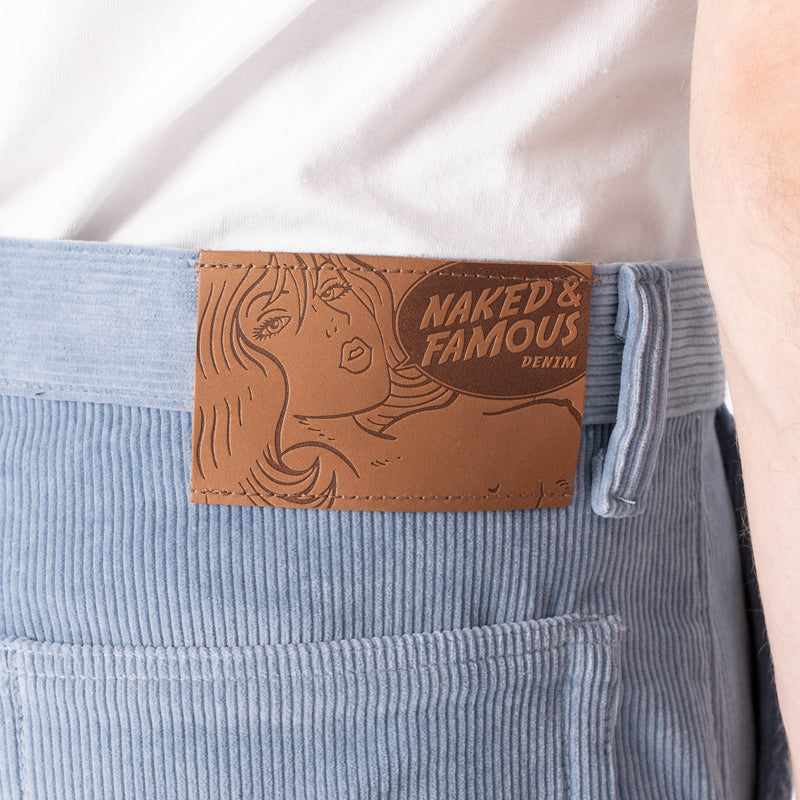 Pleated Trouser - Faded Corduroy Organic - Pale Indigo
