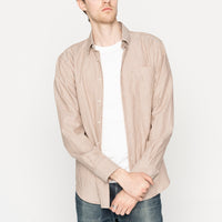 Easy Shirt  - Soft Finish Classic Stripe - Cream + Brown