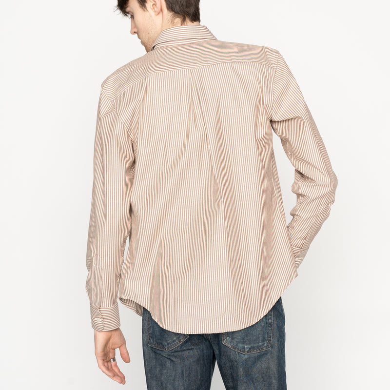 Easy Shirt  - Soft Finish Classic Stripe - Cream + Brown