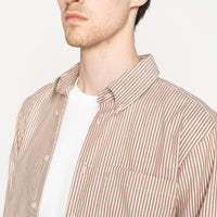 Easy Shirt  - Soft Finish Classic Stripe - Cream + Brown