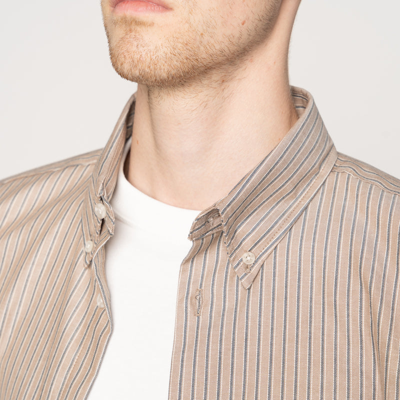 Easy Shirt - Soft Finish Classic Stripe - Taupe