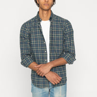 Easy Shirt - Big Slub Check Flannel - Navy + Green