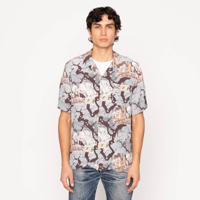 Aloha Shirt -  Skeletons  -  Pale  Blue