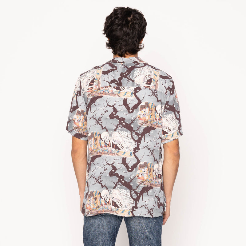 Aloha Shirt -  Skeletons  -  Pale  Blue