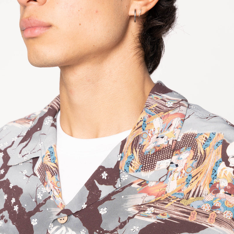 Aloha Shirt -  Skeletons  -  Pale  Blue