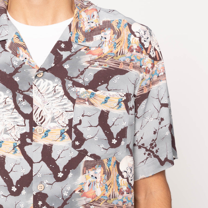 Aloha Shirt -  Skeletons  -  Pale  Blue